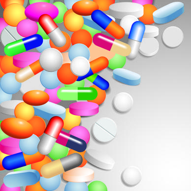 medical tablets with capsules background vector