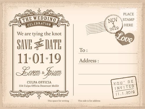 wedding invitations postcard design graphic vector