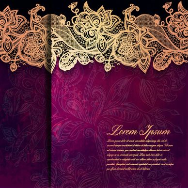 vintage lace ornate background vector