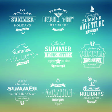 white summer holiday labels vector