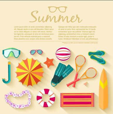 summer travel elements set vector background