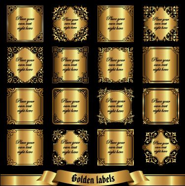 shiny golden label luxury design vector