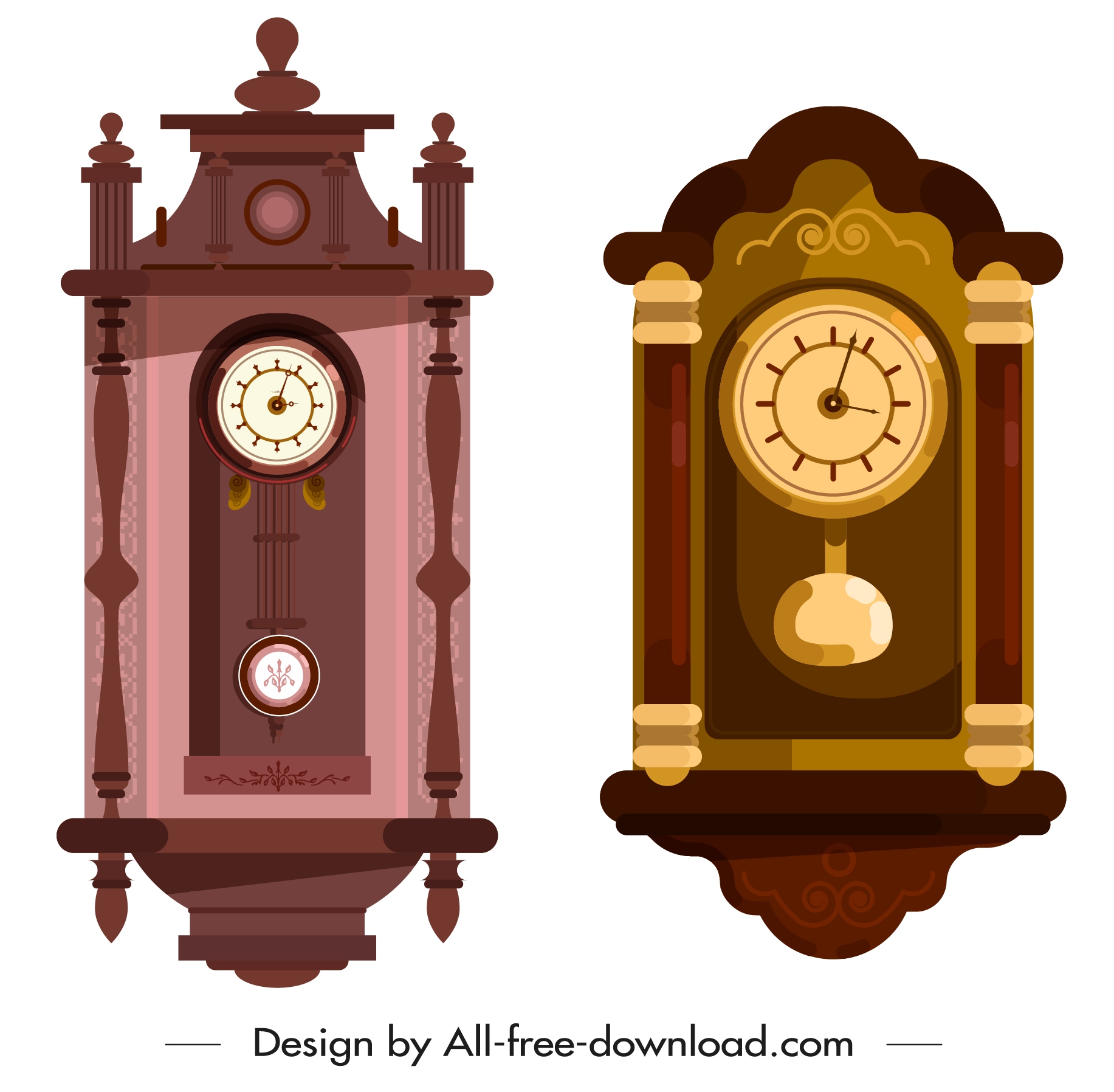 decorative clock templates colored vintage design