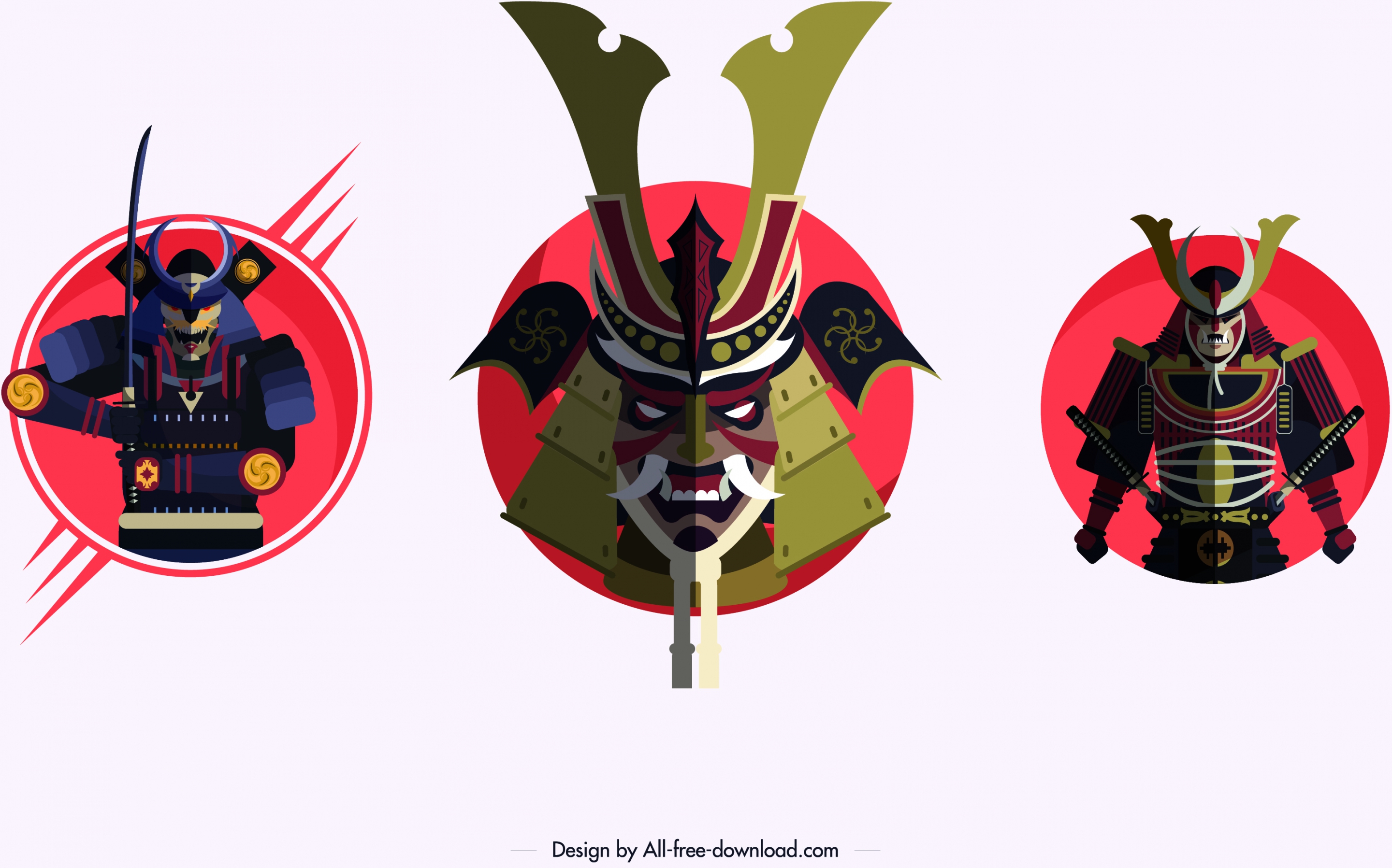 samurai icons armor mask design