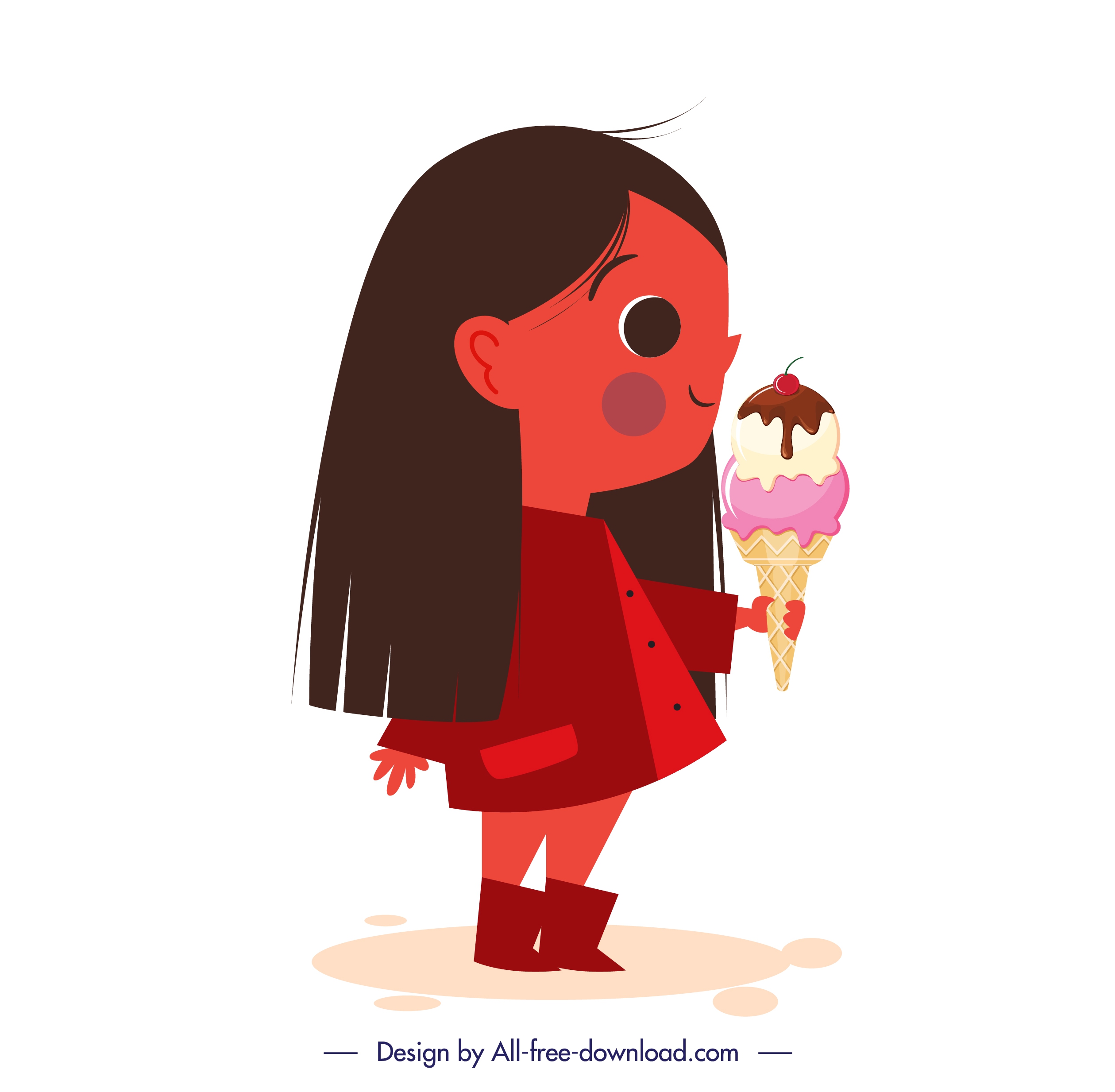 childhood icon girl eating ice cream cartoon character