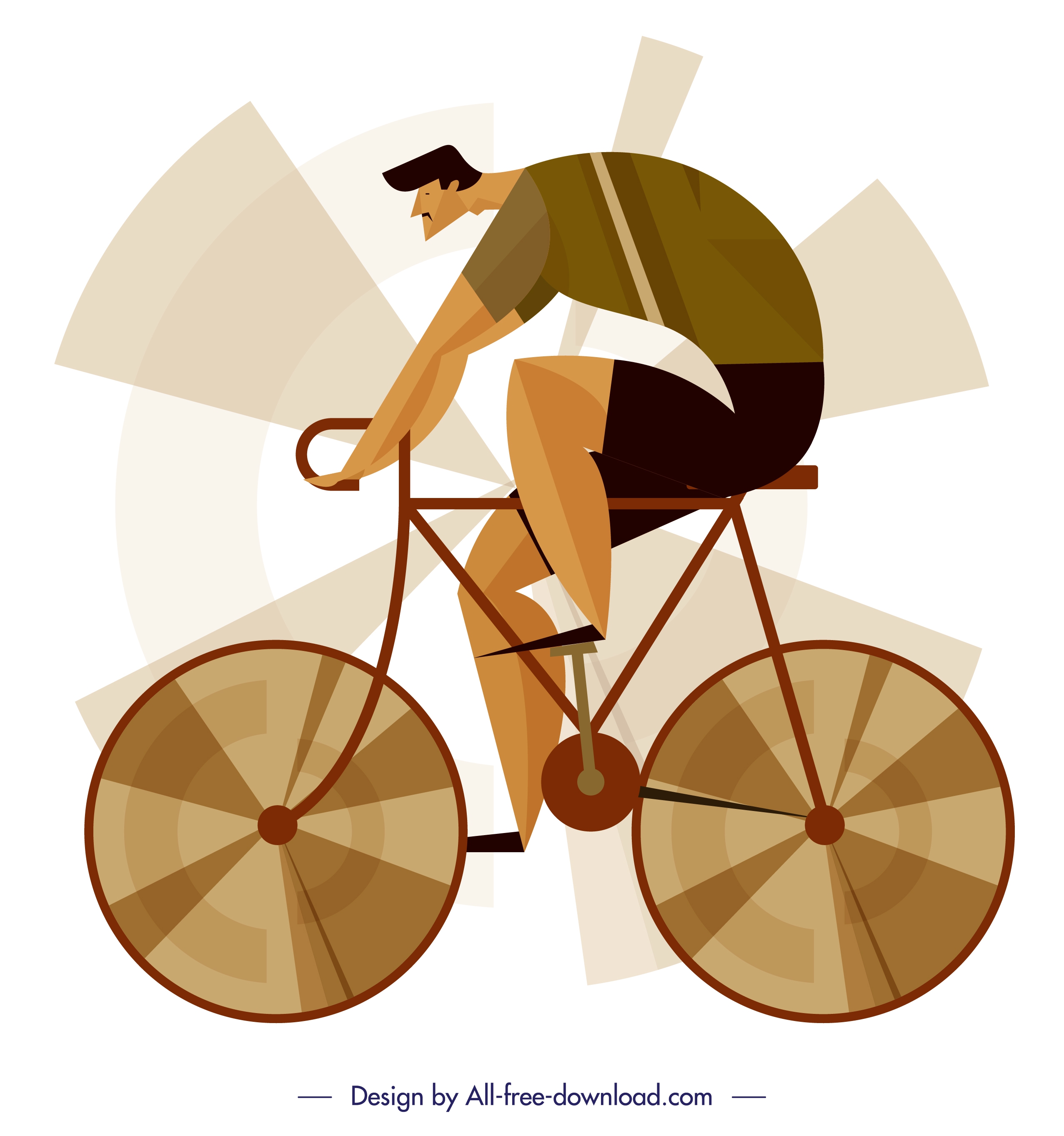 cyclist icon classical colored design cartoon sketch