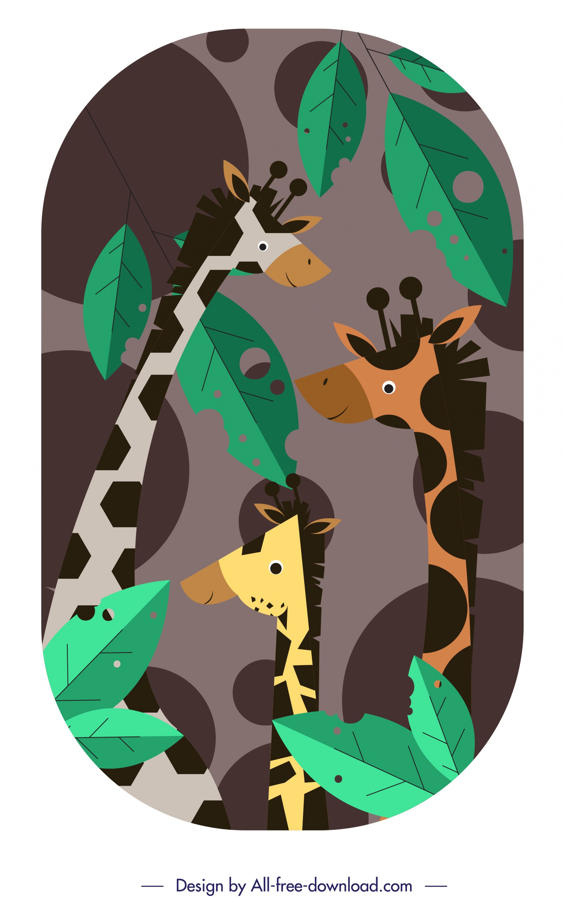 giraffe painting colorful flat design cartoon characters