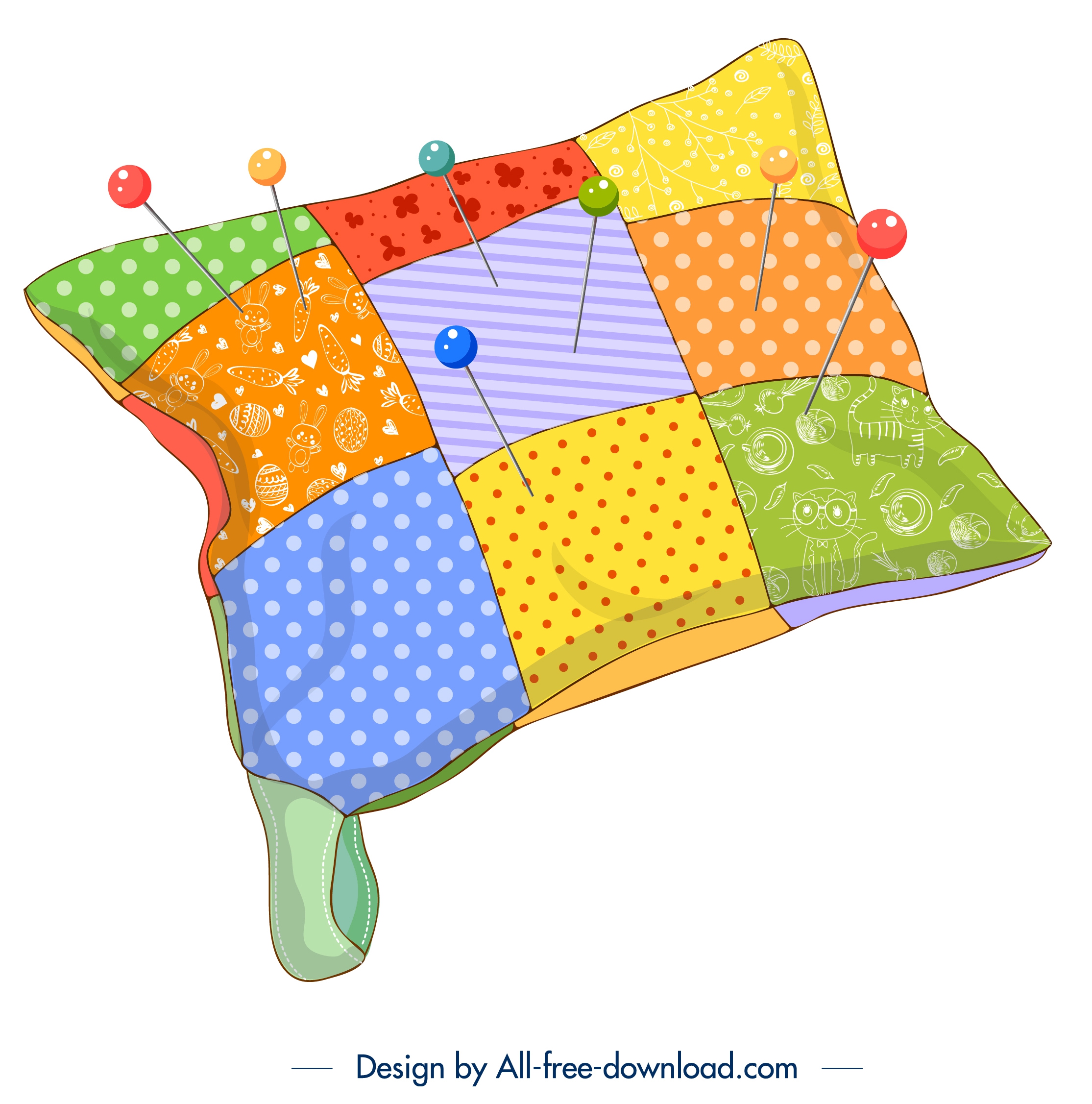 sewing background pillow pins icons colorful 3d design