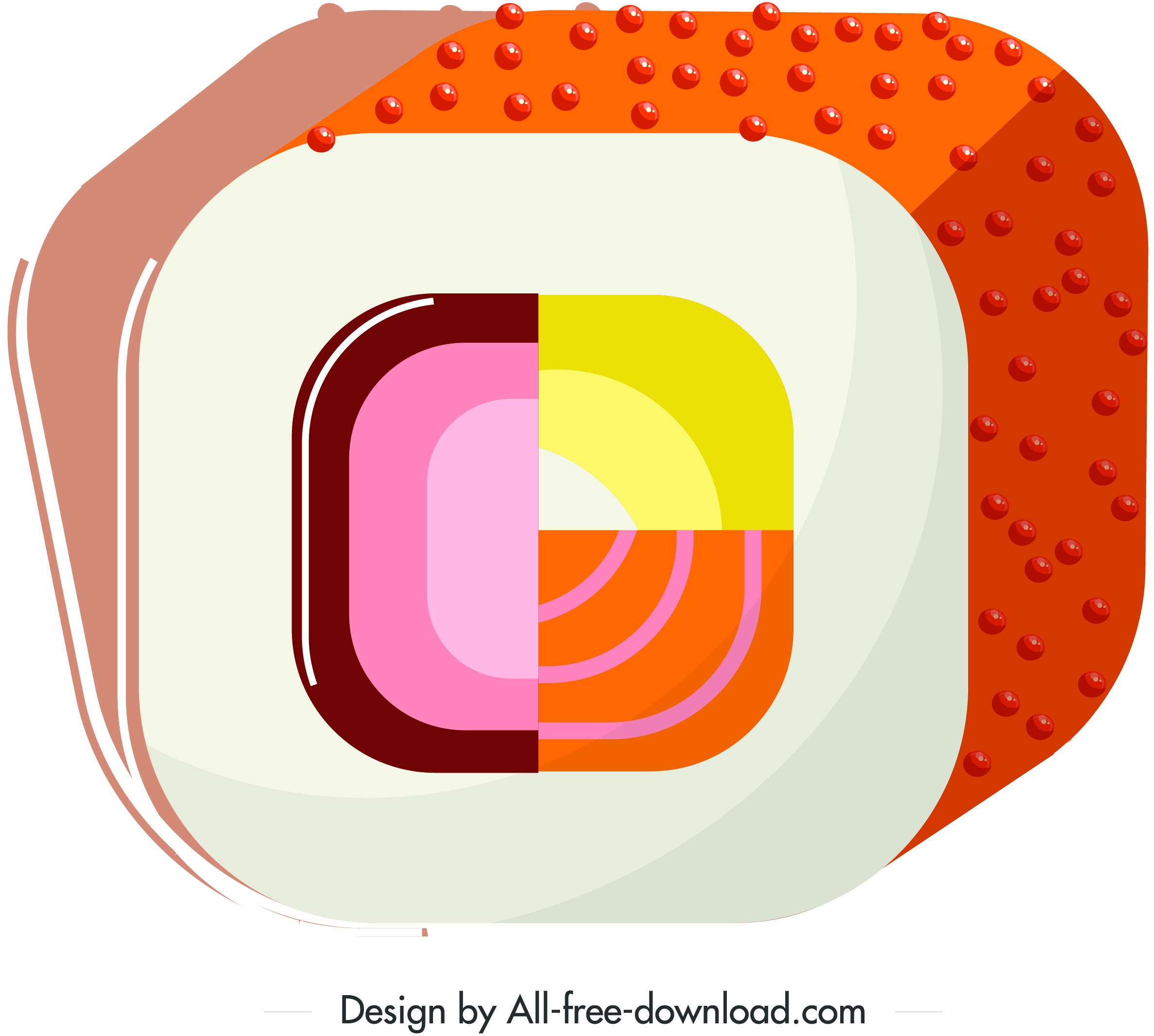 sushi cuisine icon colorful closeup geometric design