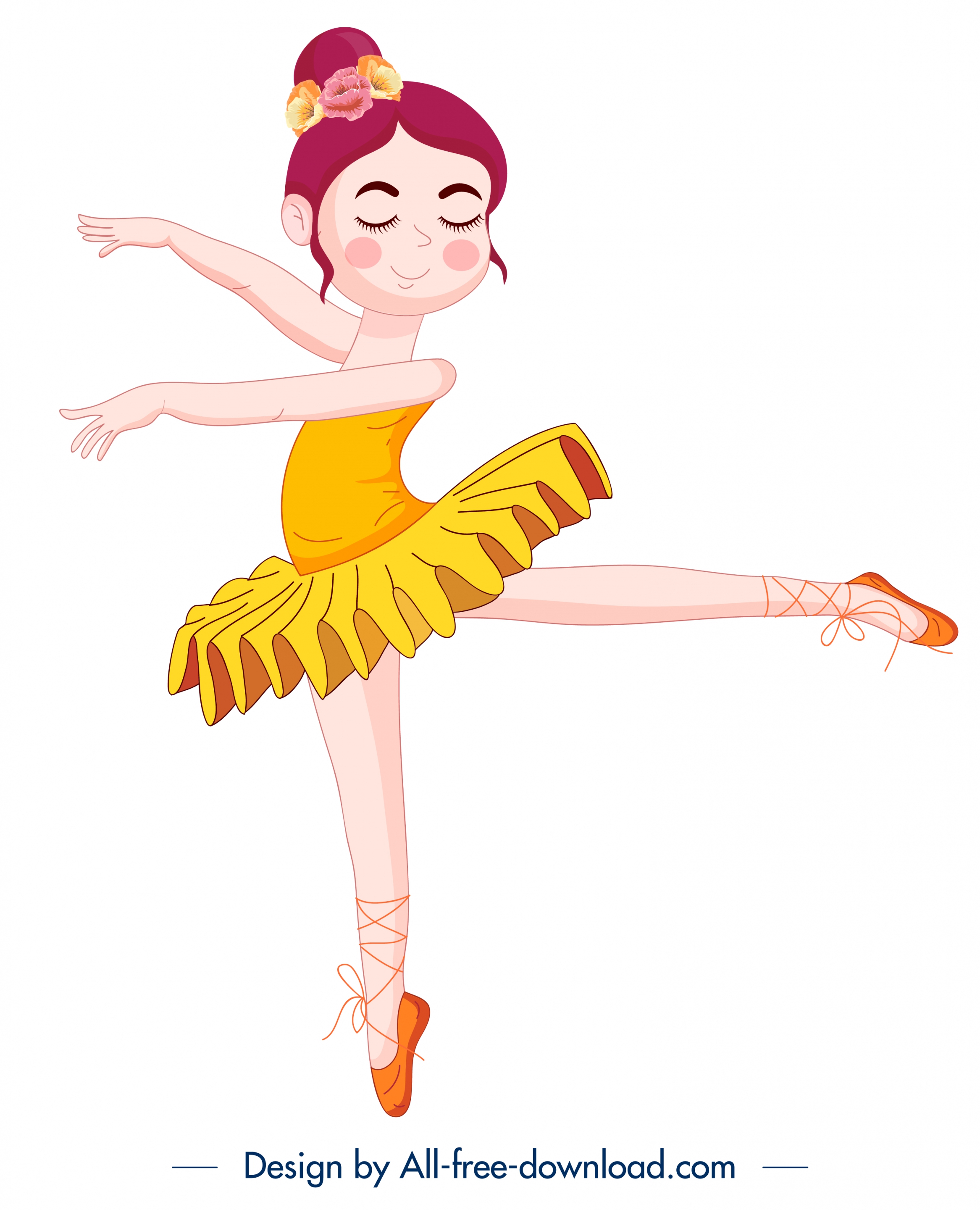 ballerina icon colored cute cartoon character