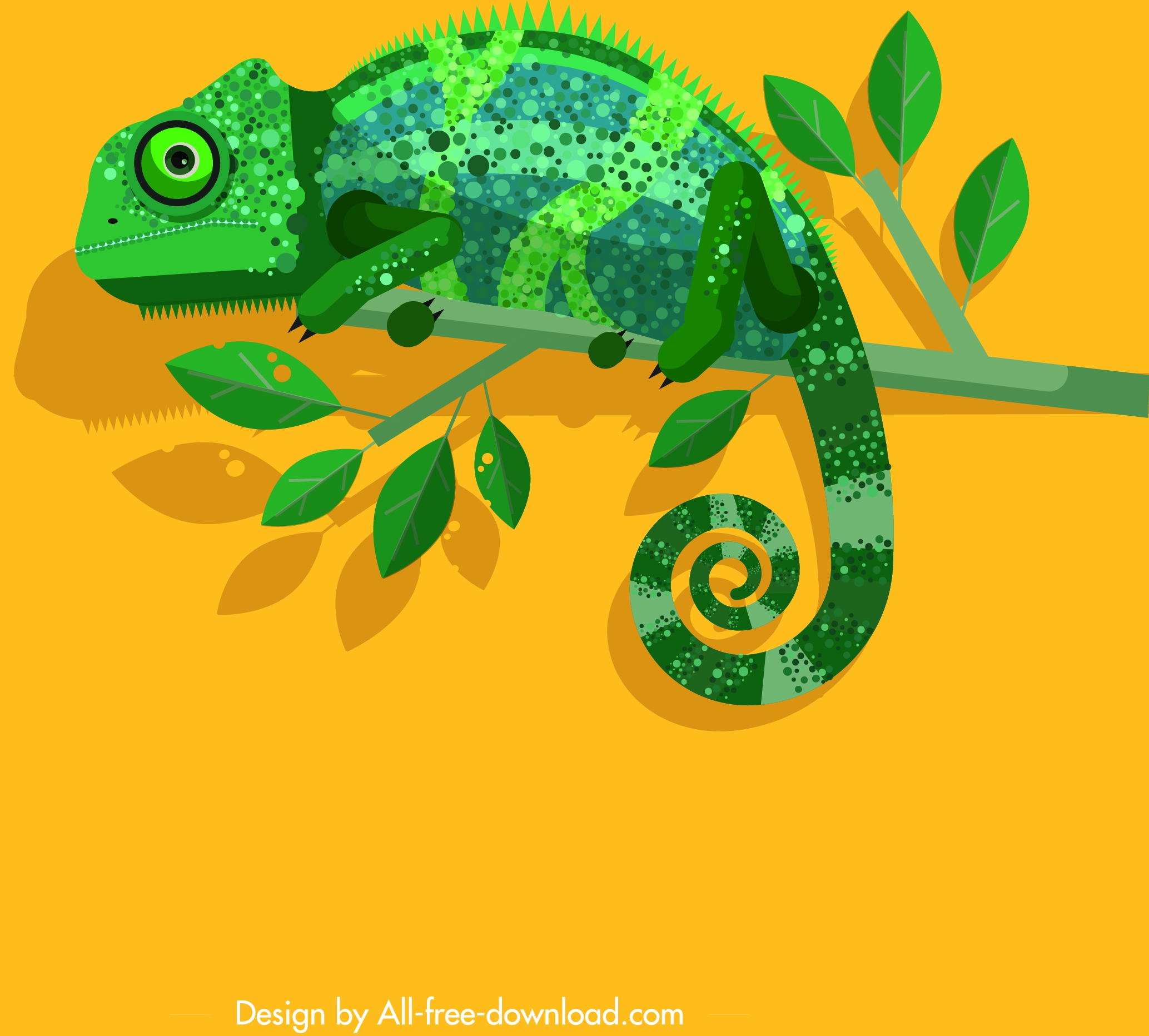 chameleon wild animal icon green flat design