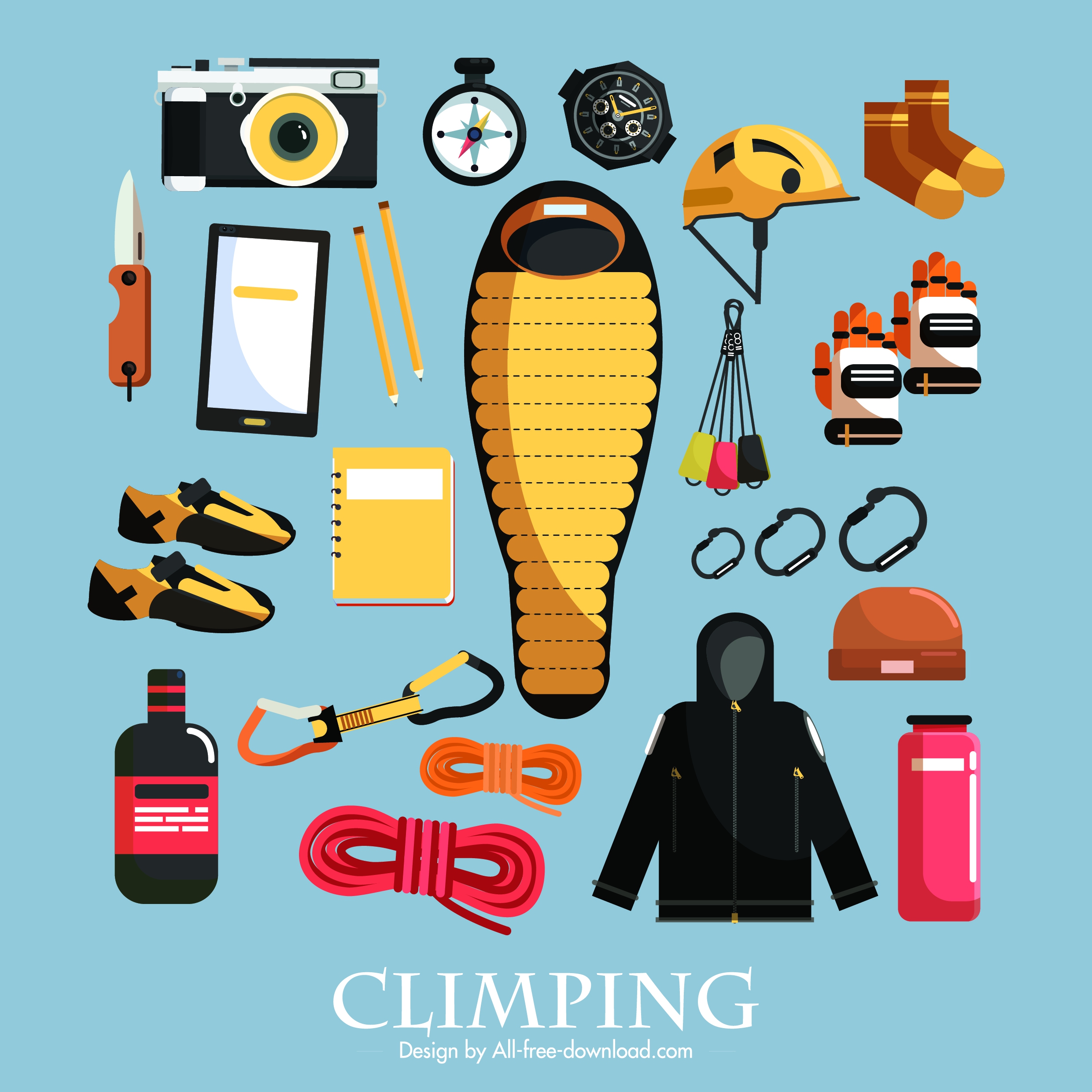 mountain adventure design elements personal tool accessories icons