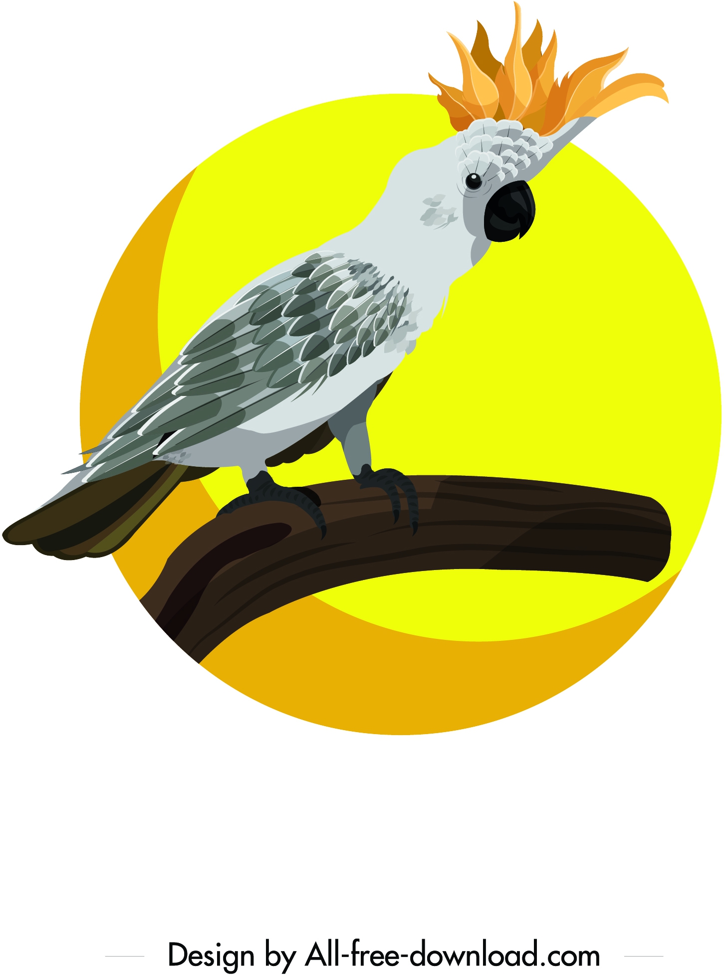 white parrot icon crown decor cartoon character