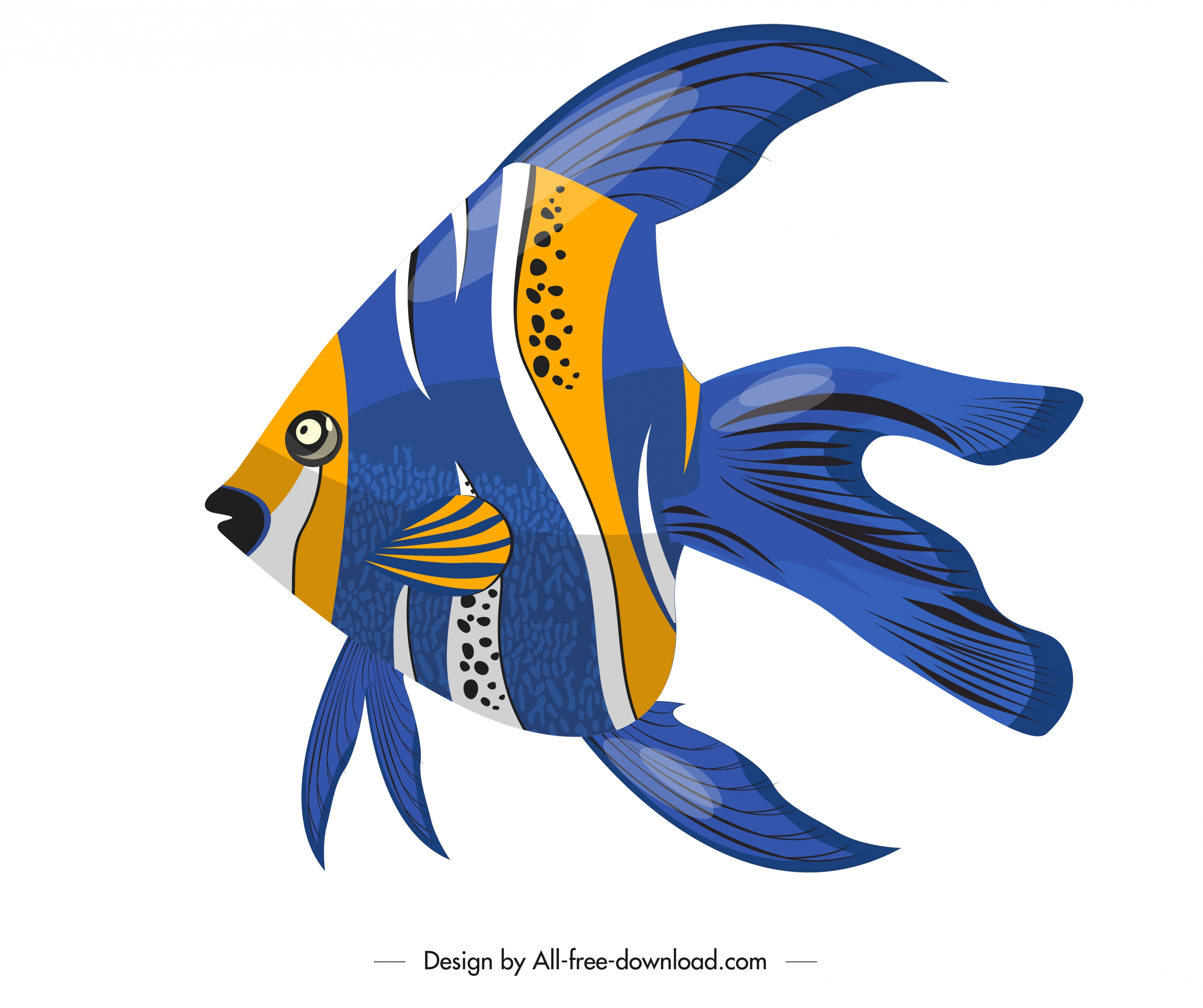 ornamental fish icon shiny bright colorful decor