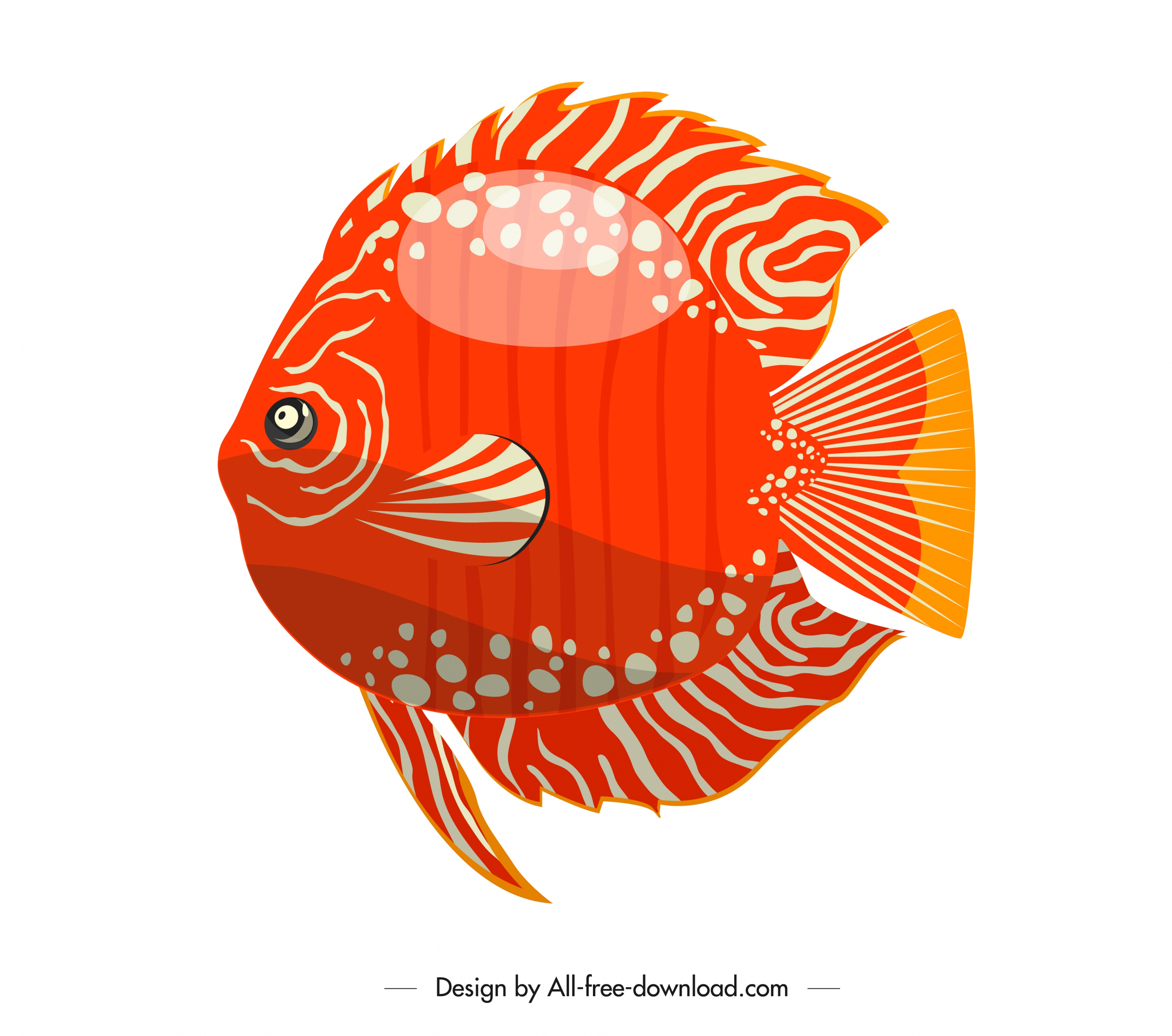 discus fish icon red flat design