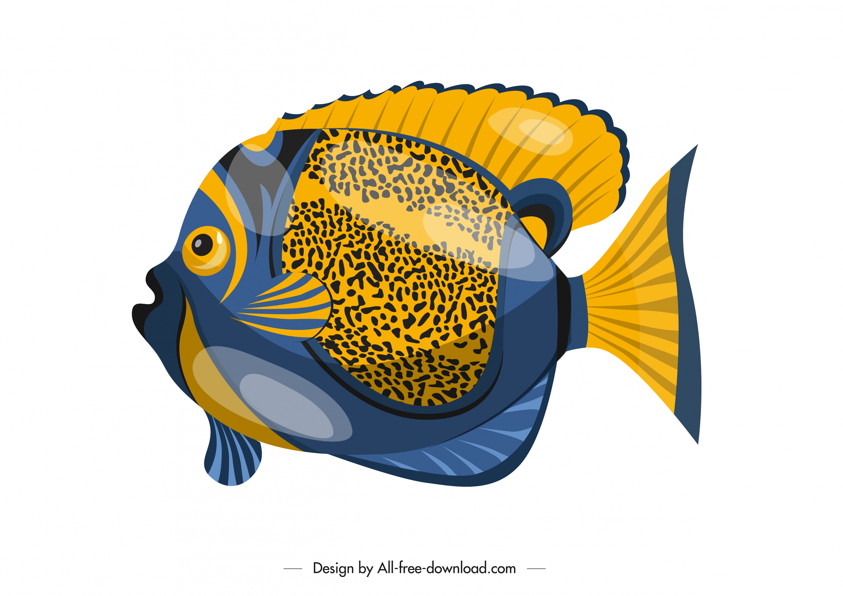 discus fish icon shiny colorful flat design