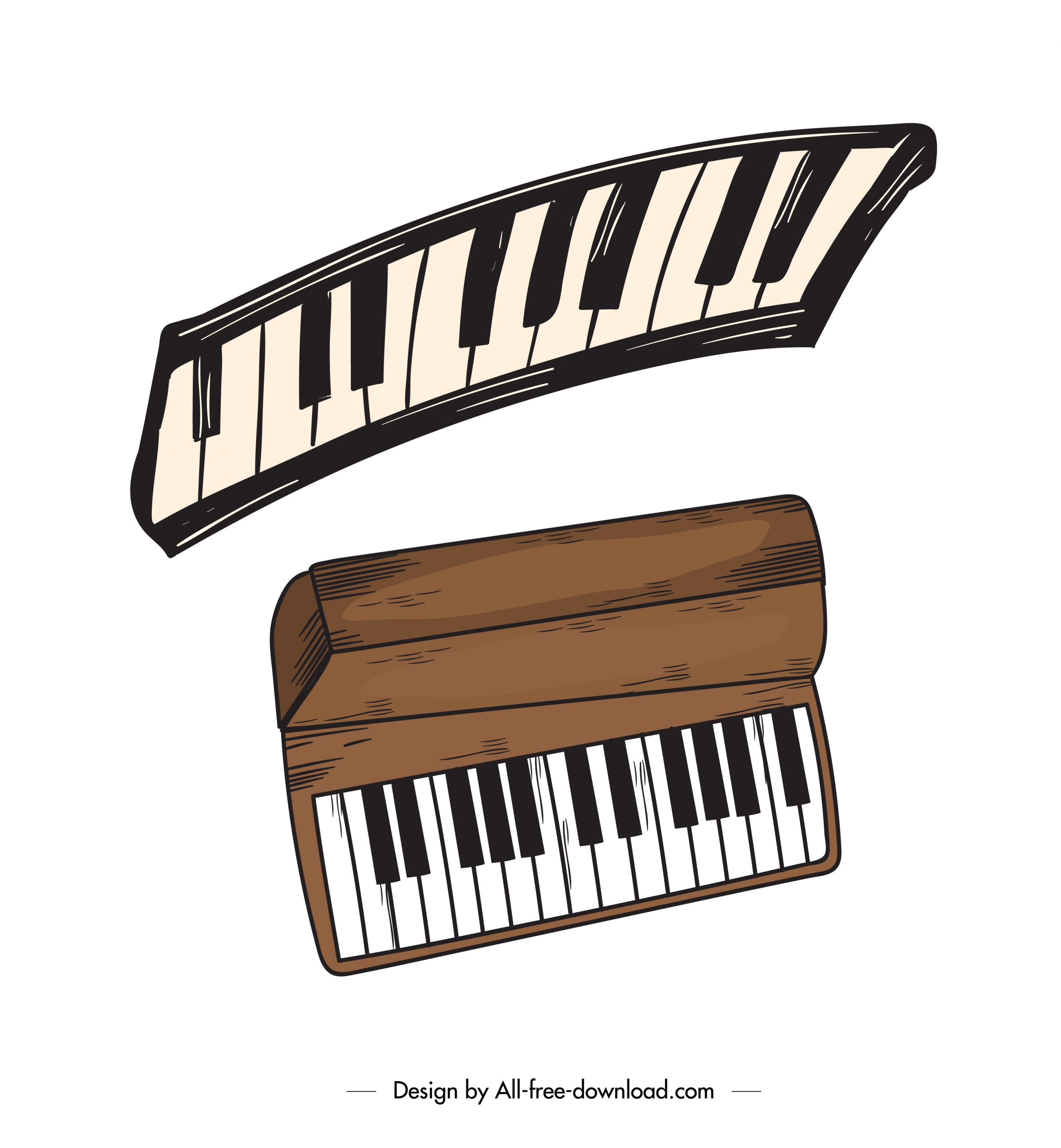 music design elements piano keyboard icons retro design