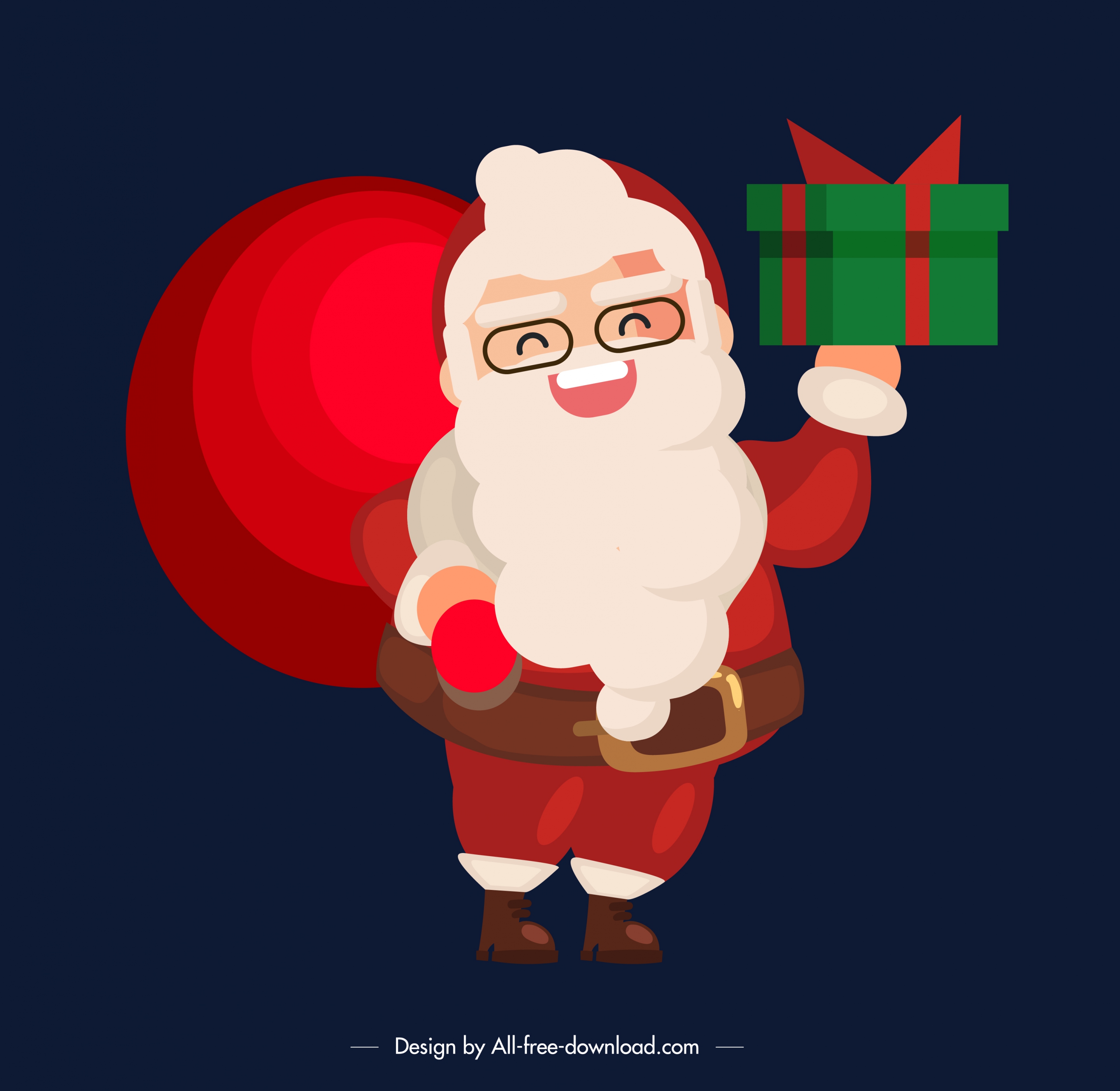 christmas background santa claus present icons cartoon character