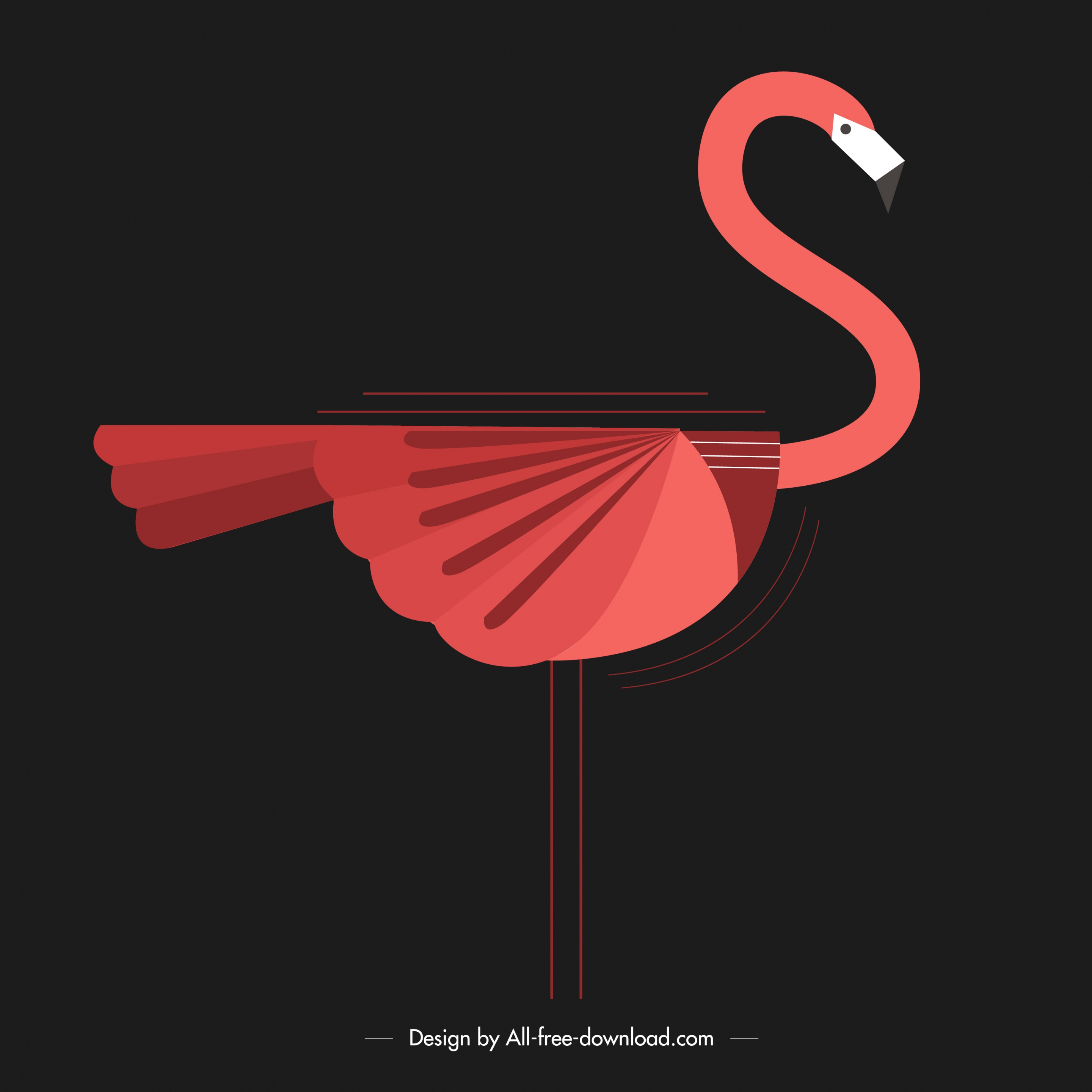 bird background red stork icon dark classical design