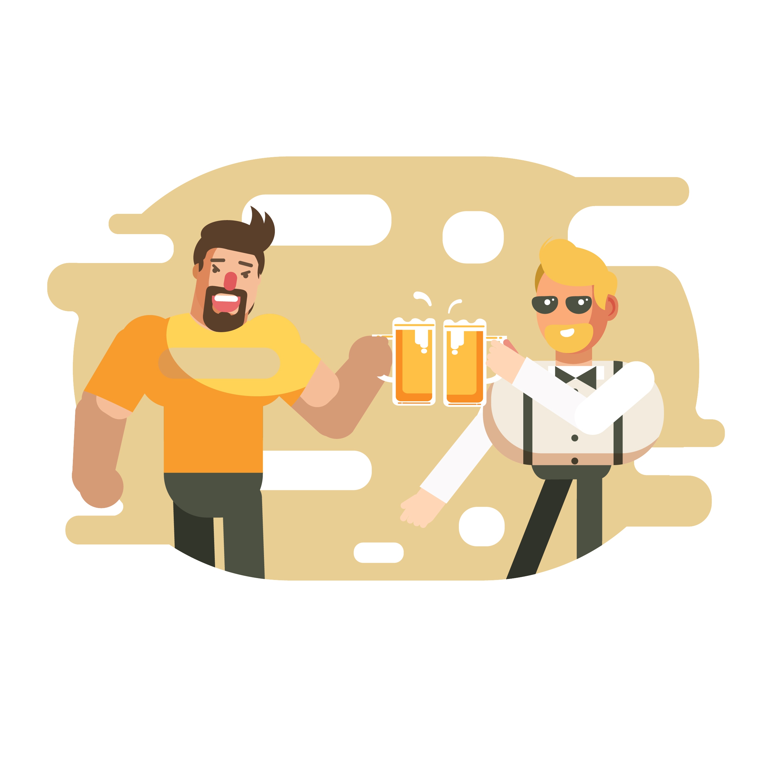 friendship background cheering men beer icons cartoon characters