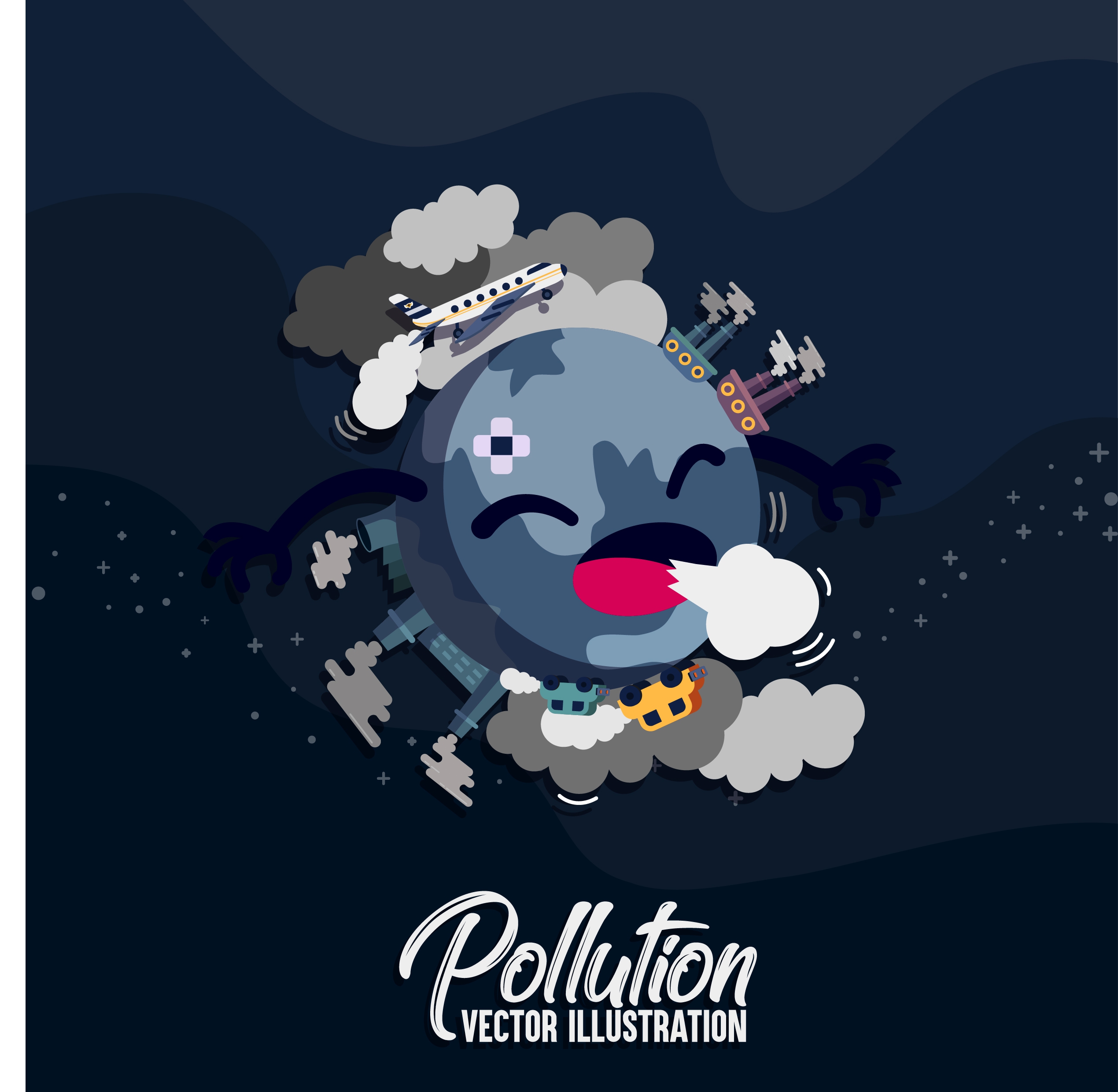 environment protection banner stylized earth icon pollution elements