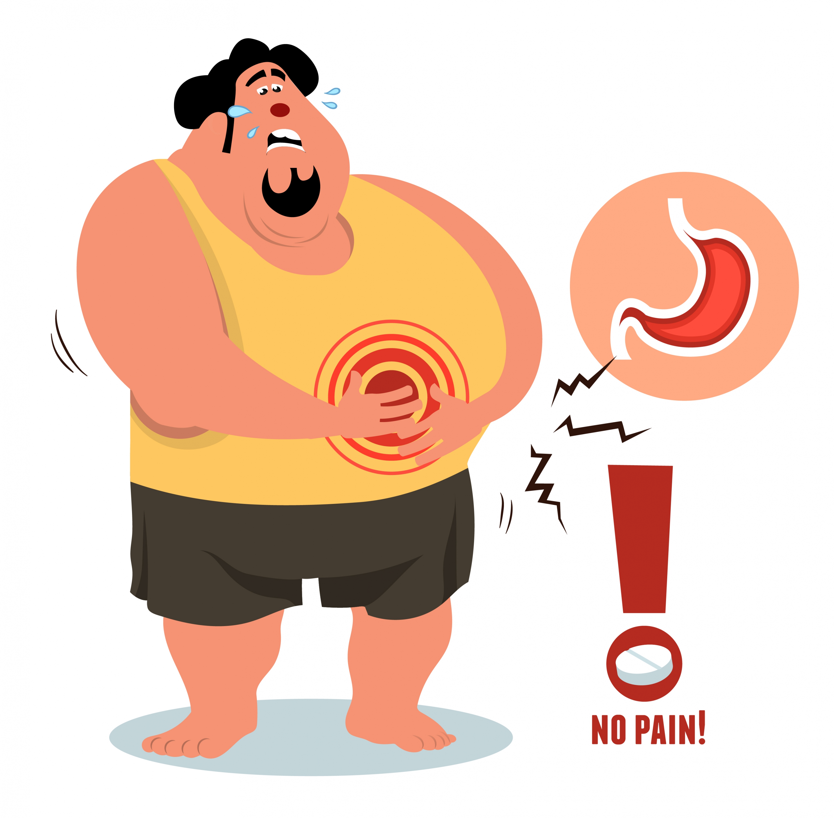 problem background health theme fat man stomachache icons