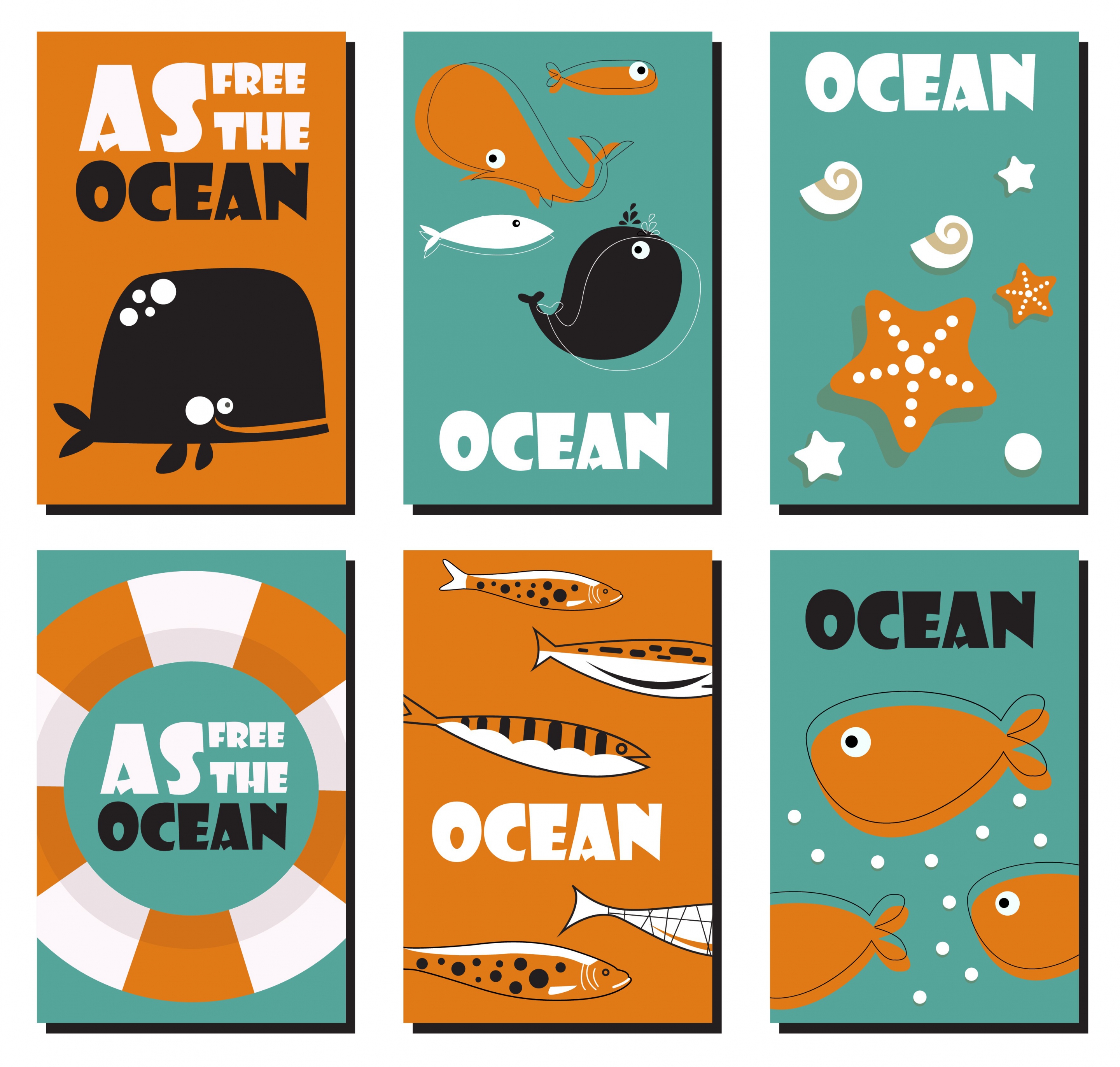 ocean banners sets classical colored flat design