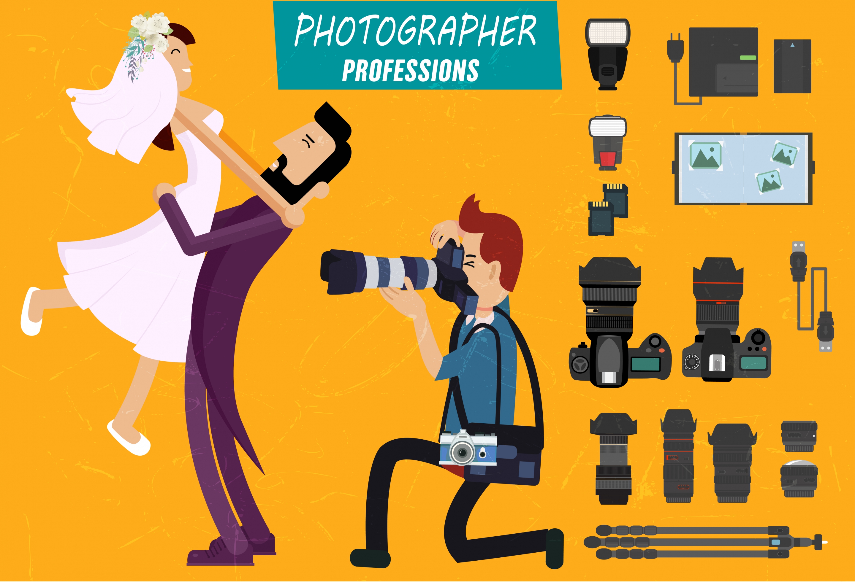 photographer job design elements camera accessories married couple