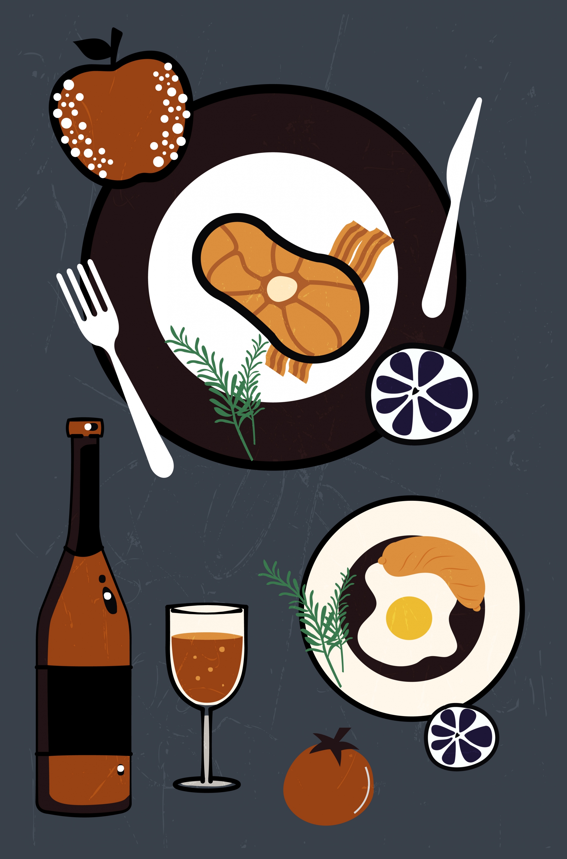 restaurant background food kitchenware icons flat design