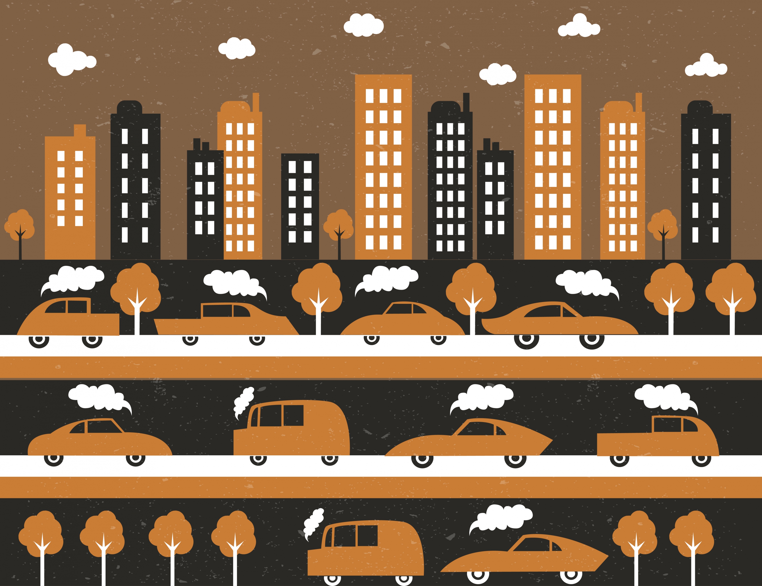 traffic background buildings cars icons classical flat design