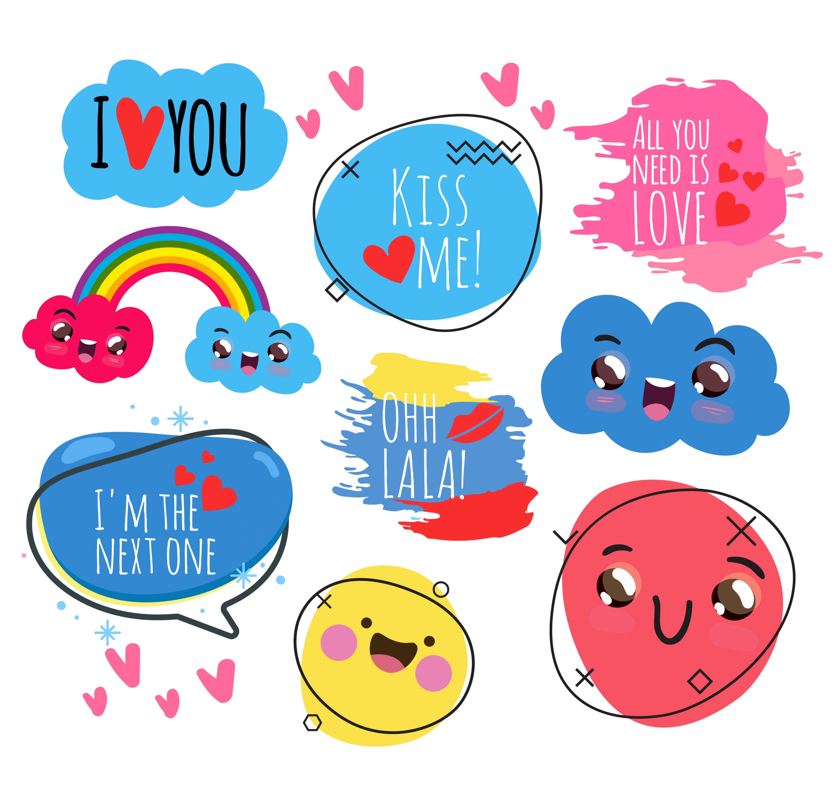 love icons collection cute handdrawn design