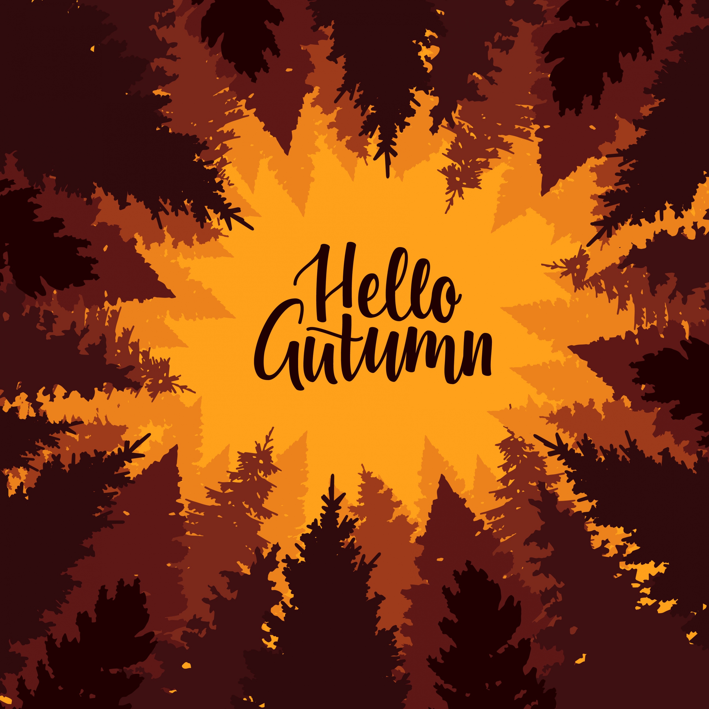 autumn background brown yellow design tree icons