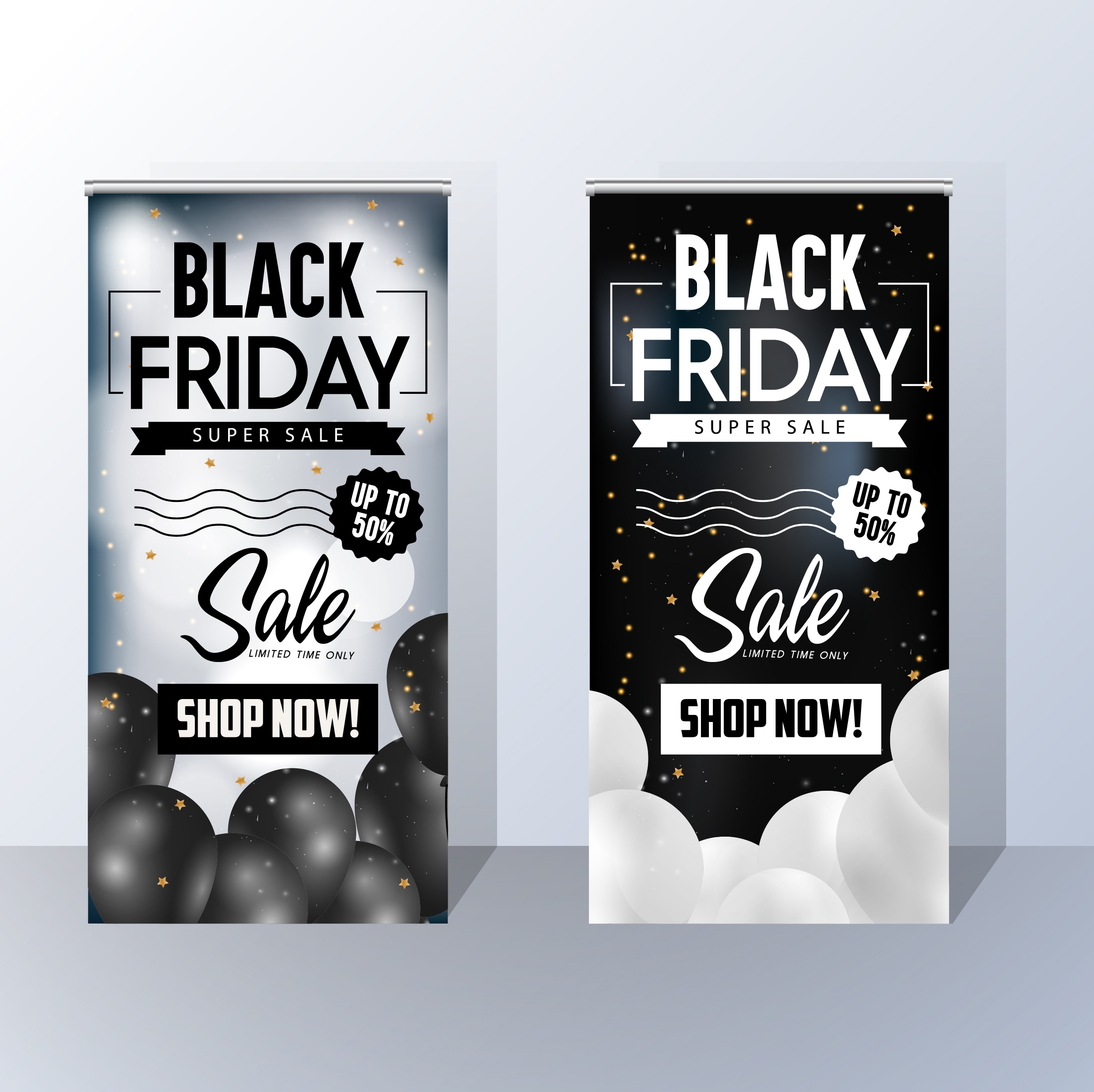 black friday banner sets black white balloons decor