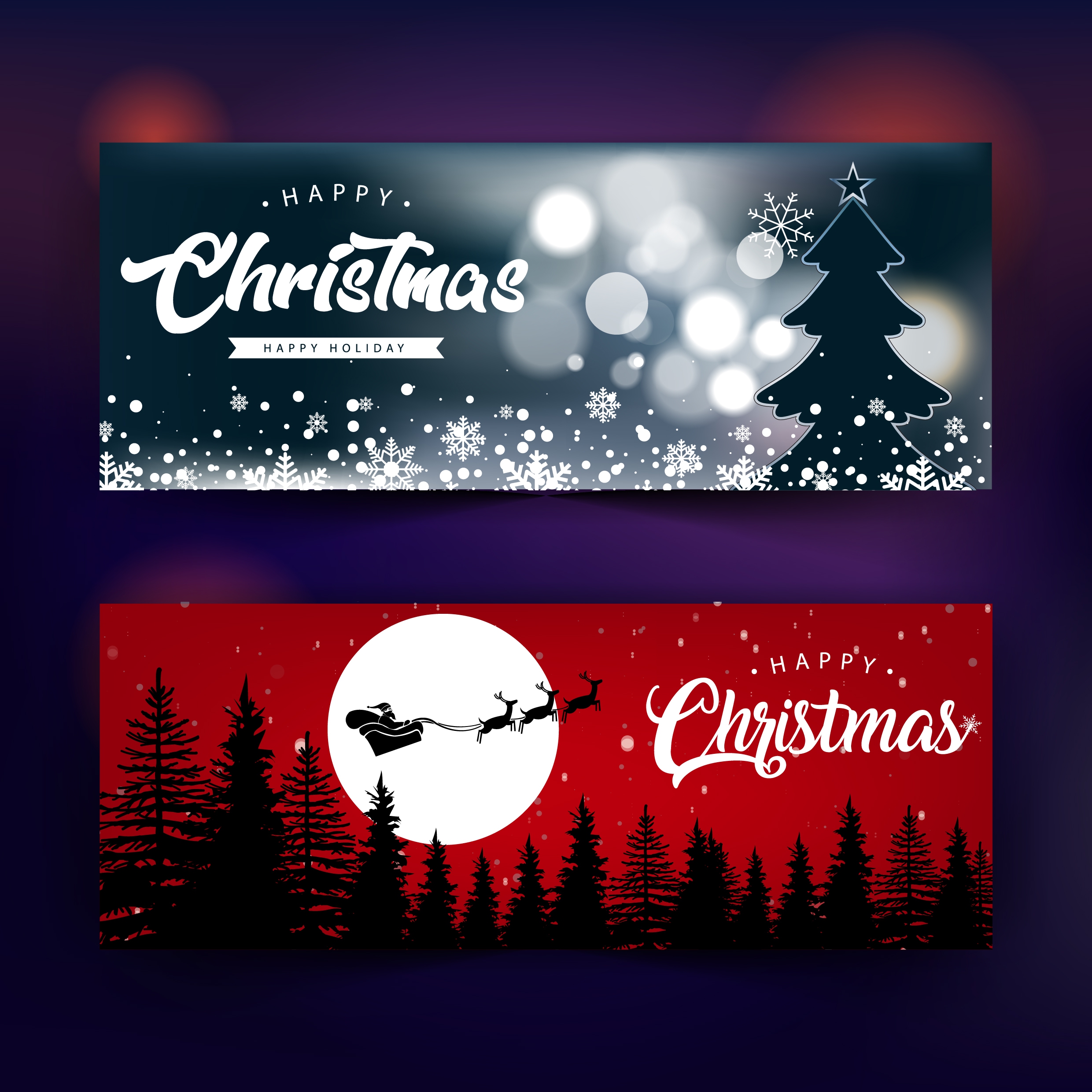 christmas banner templates dark bokeh decor snowy backdrop