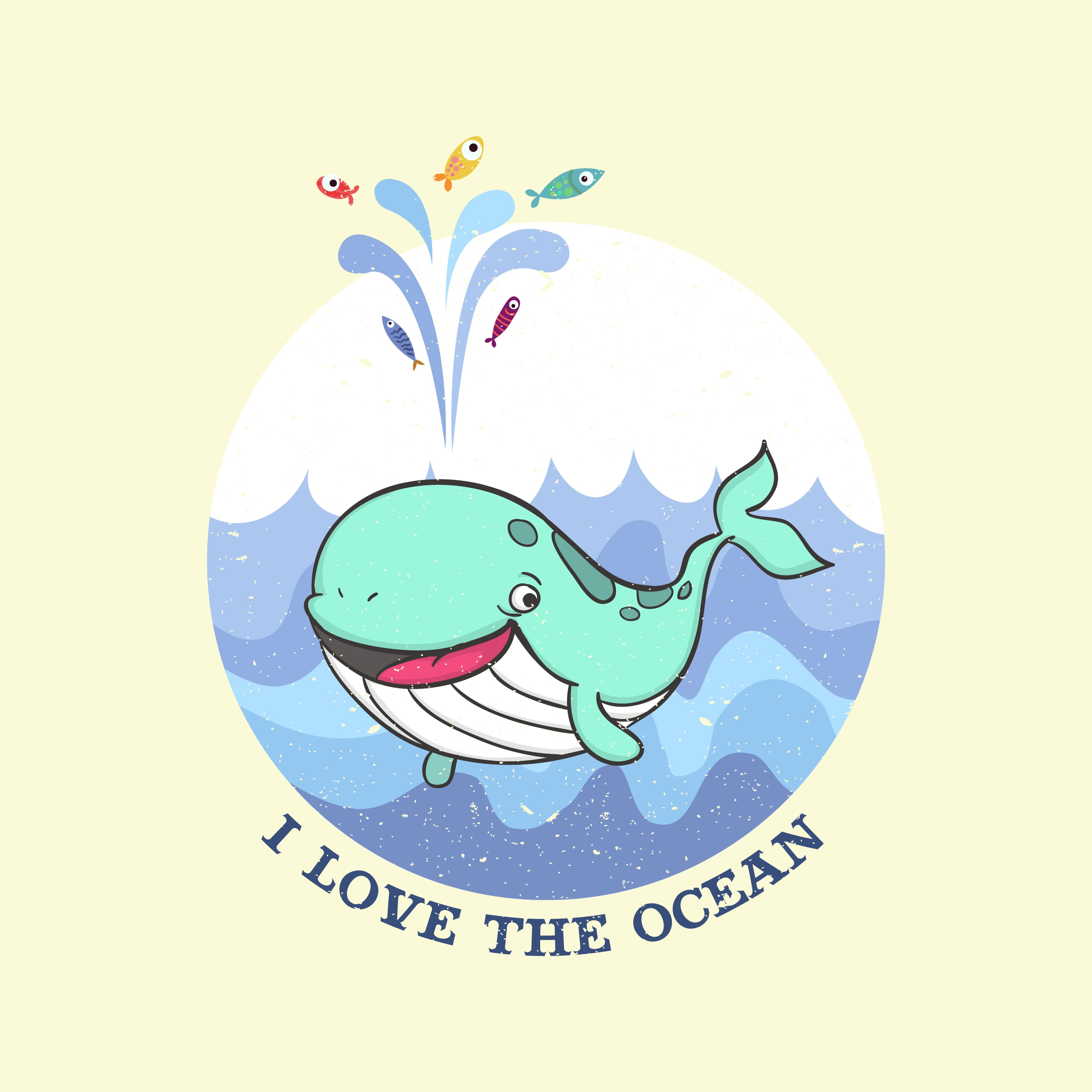 ocean banner cute whale icons classical design