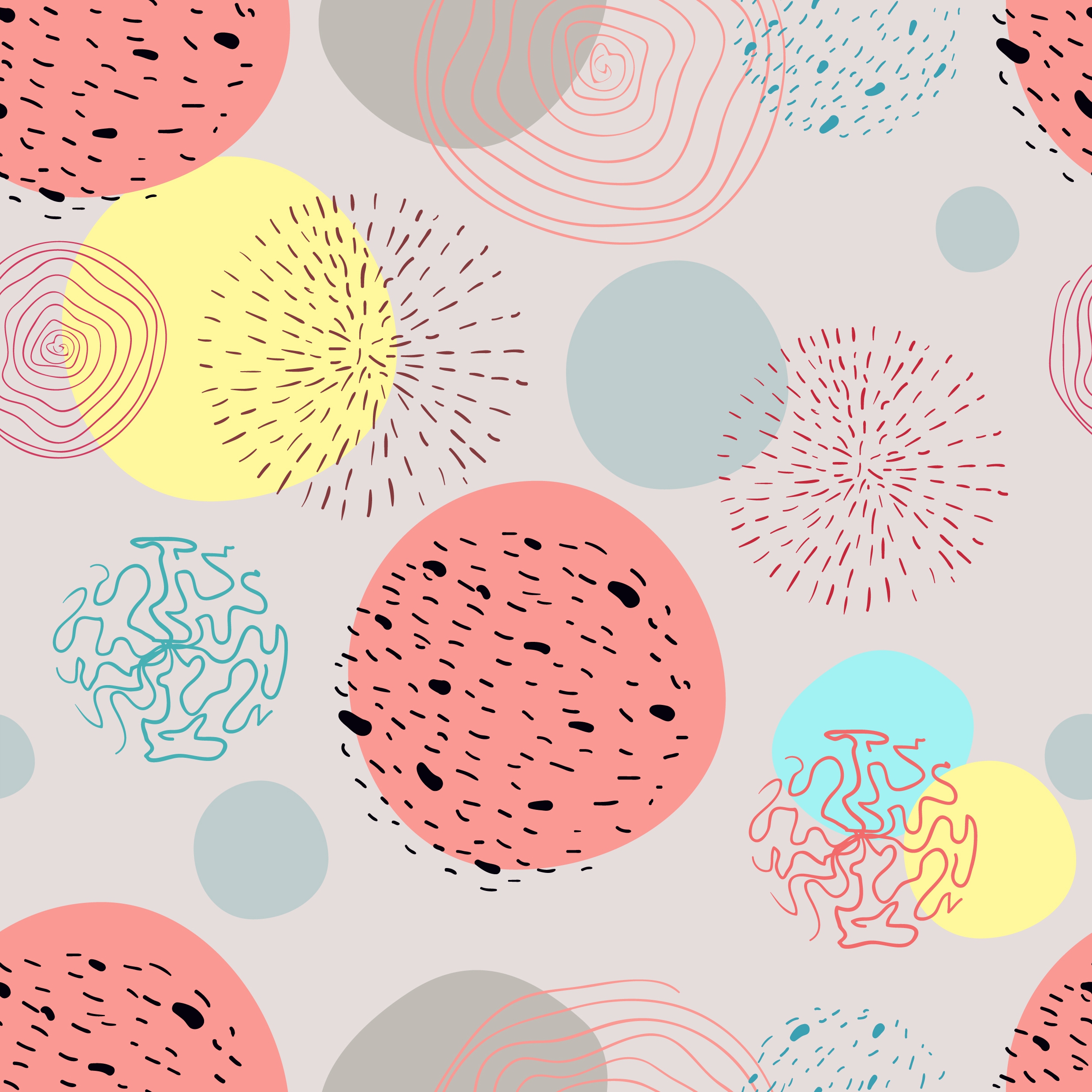 abstract pattern colorful flat handdrawn circles decor