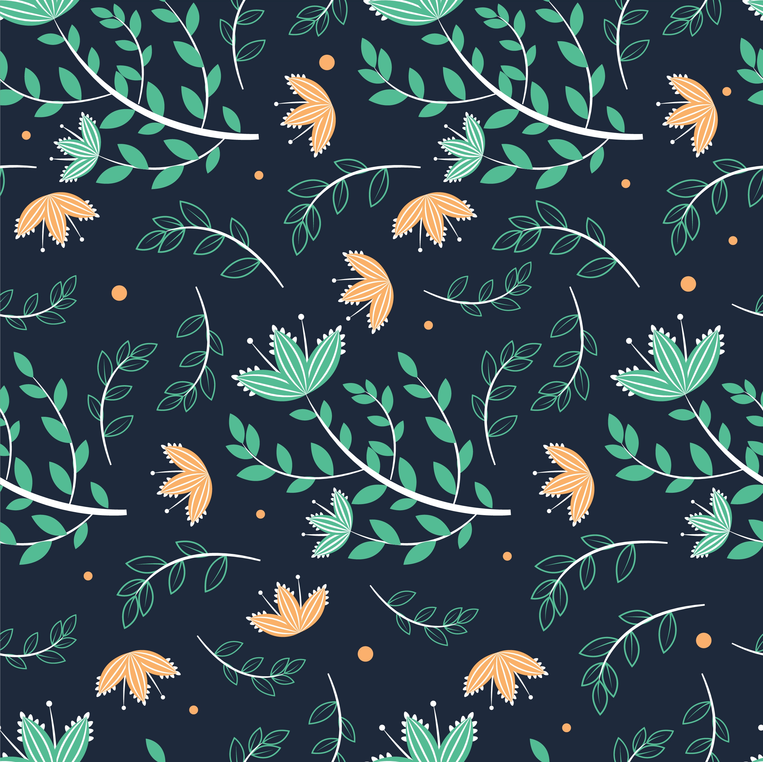 natural pattern leaves icons dark green design