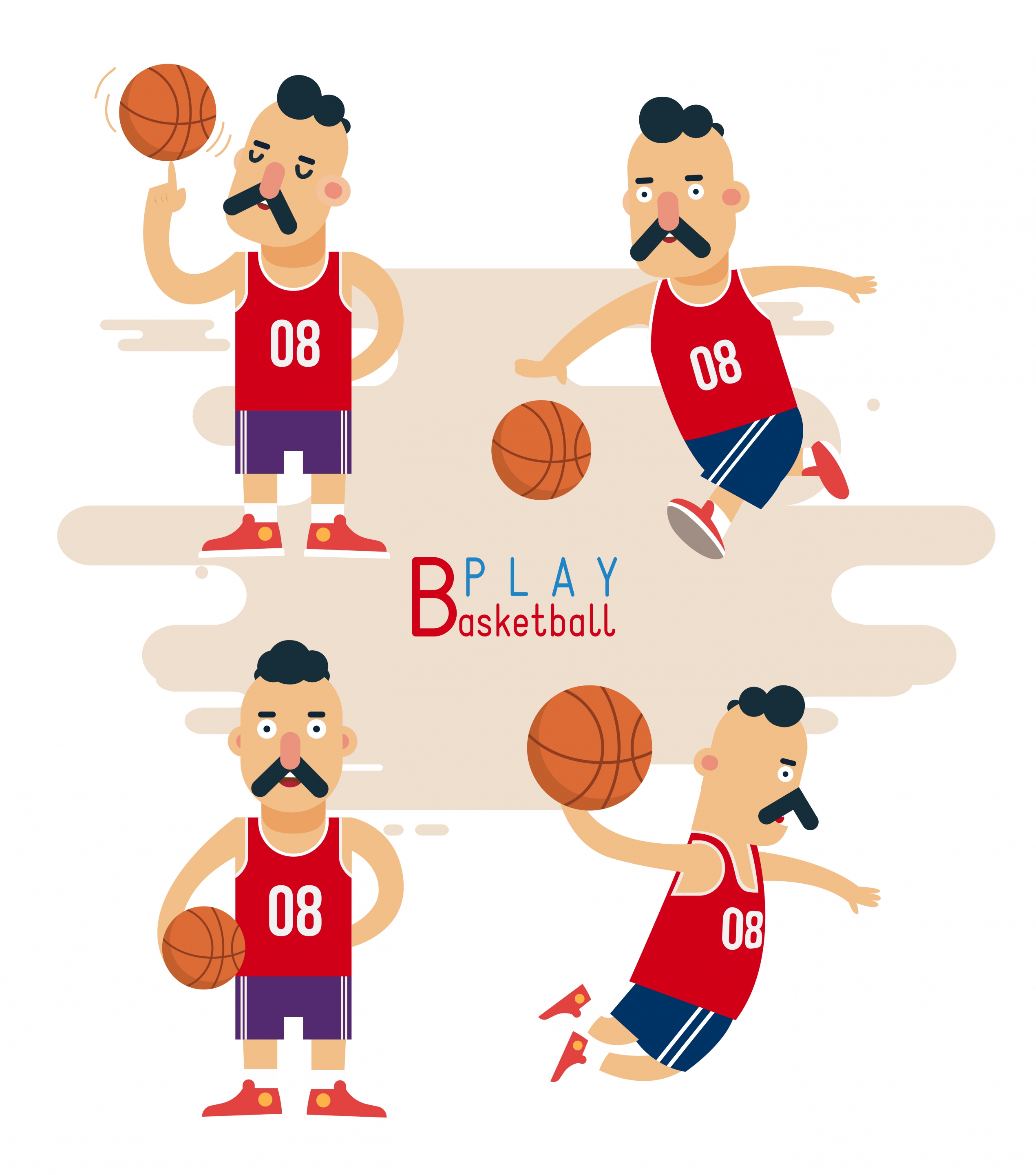 basketball player icons funny male characters