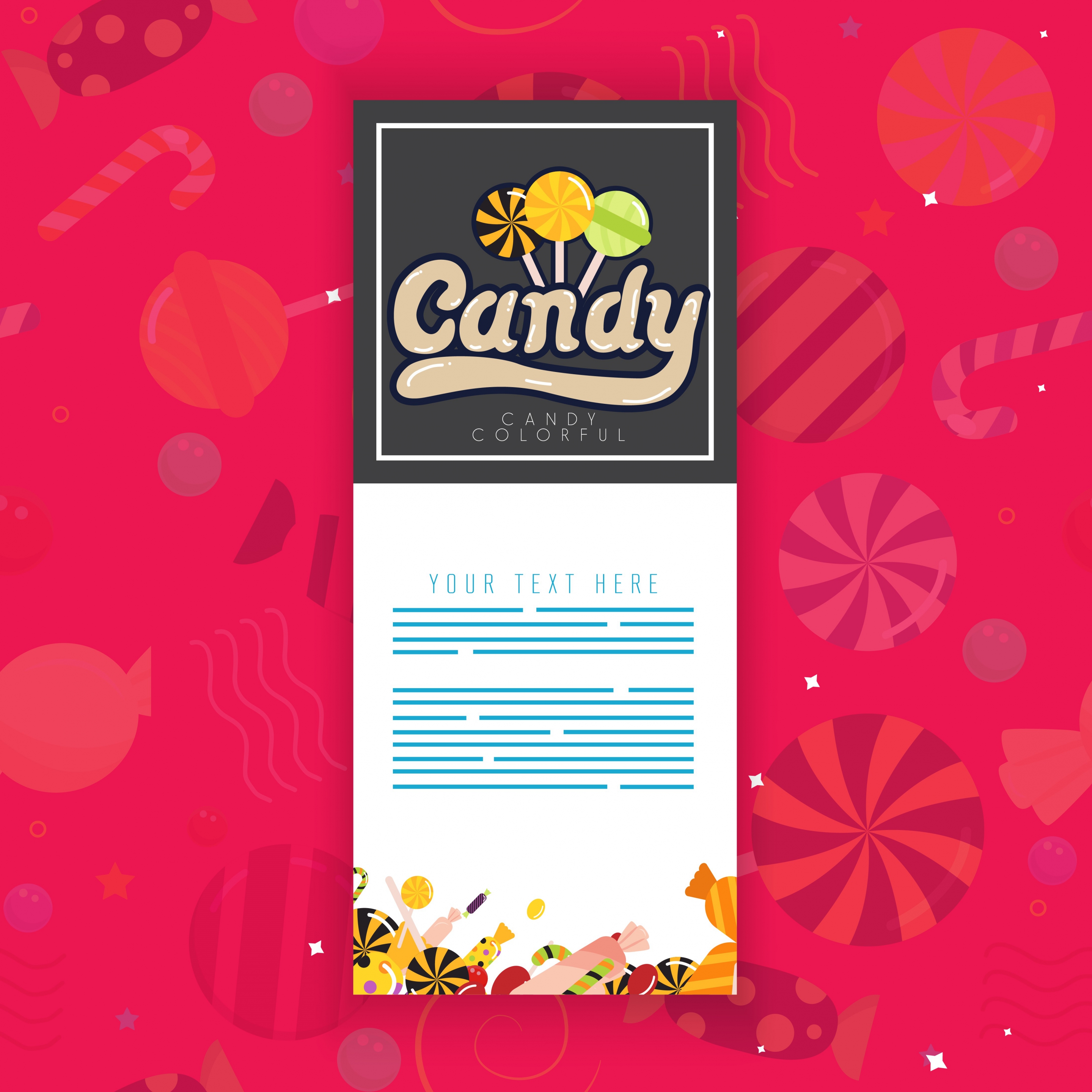 candy advertising banner multicolored symbols decor