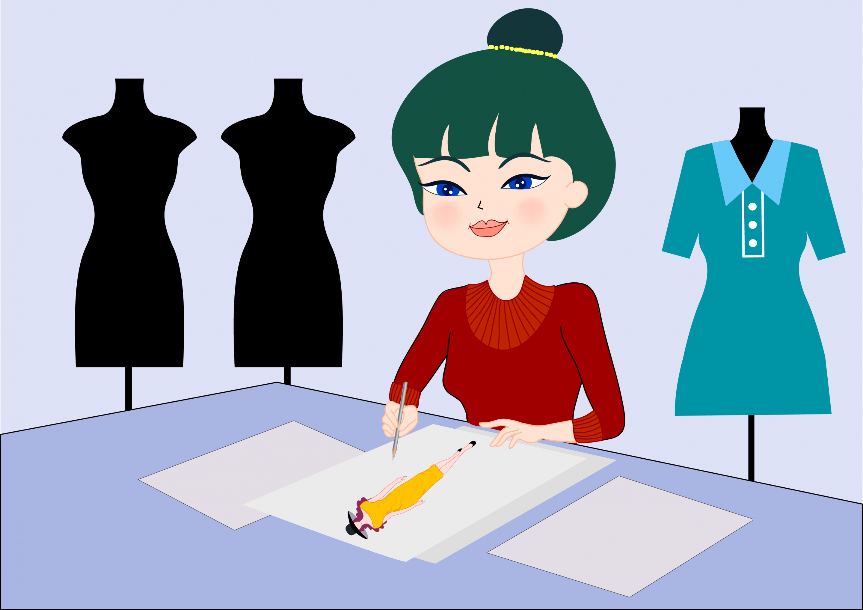 fashion designer work drawing cartoon character icon