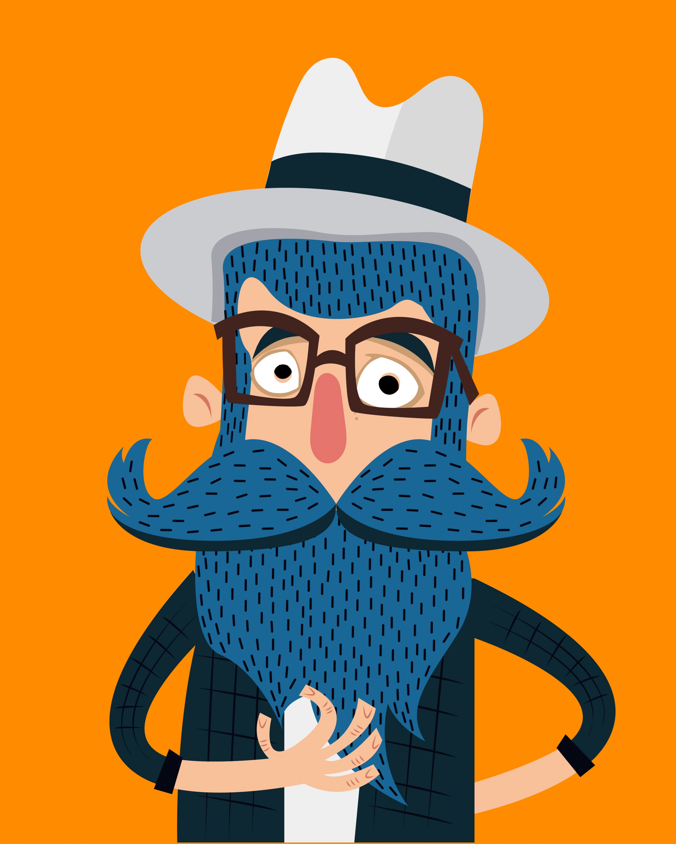 old beard moustache man icon colored cartoon design