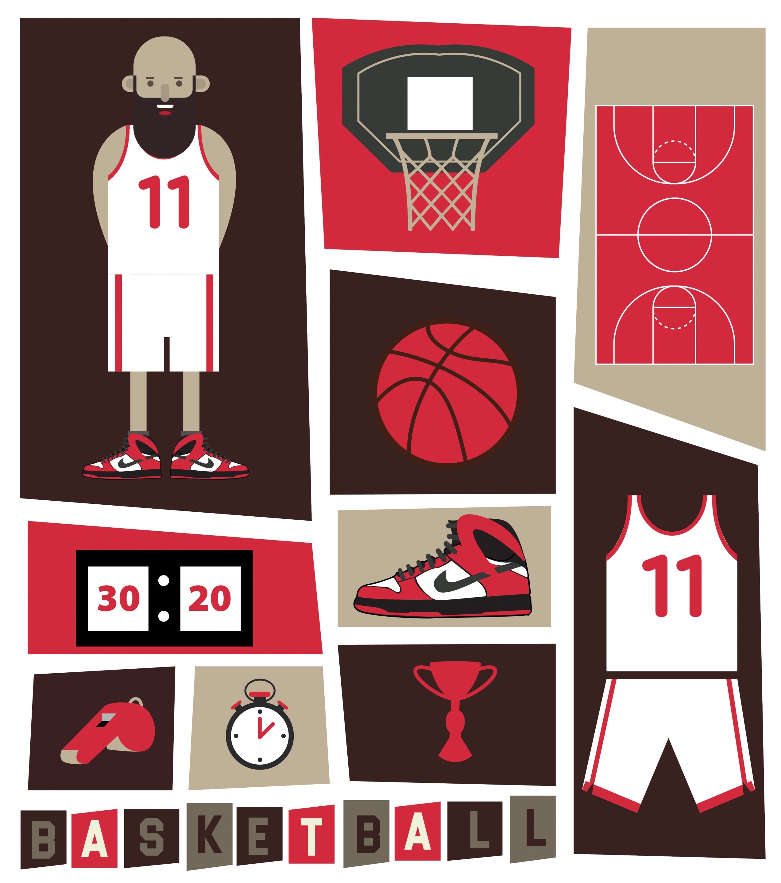 basketball design elements dark symbols decor