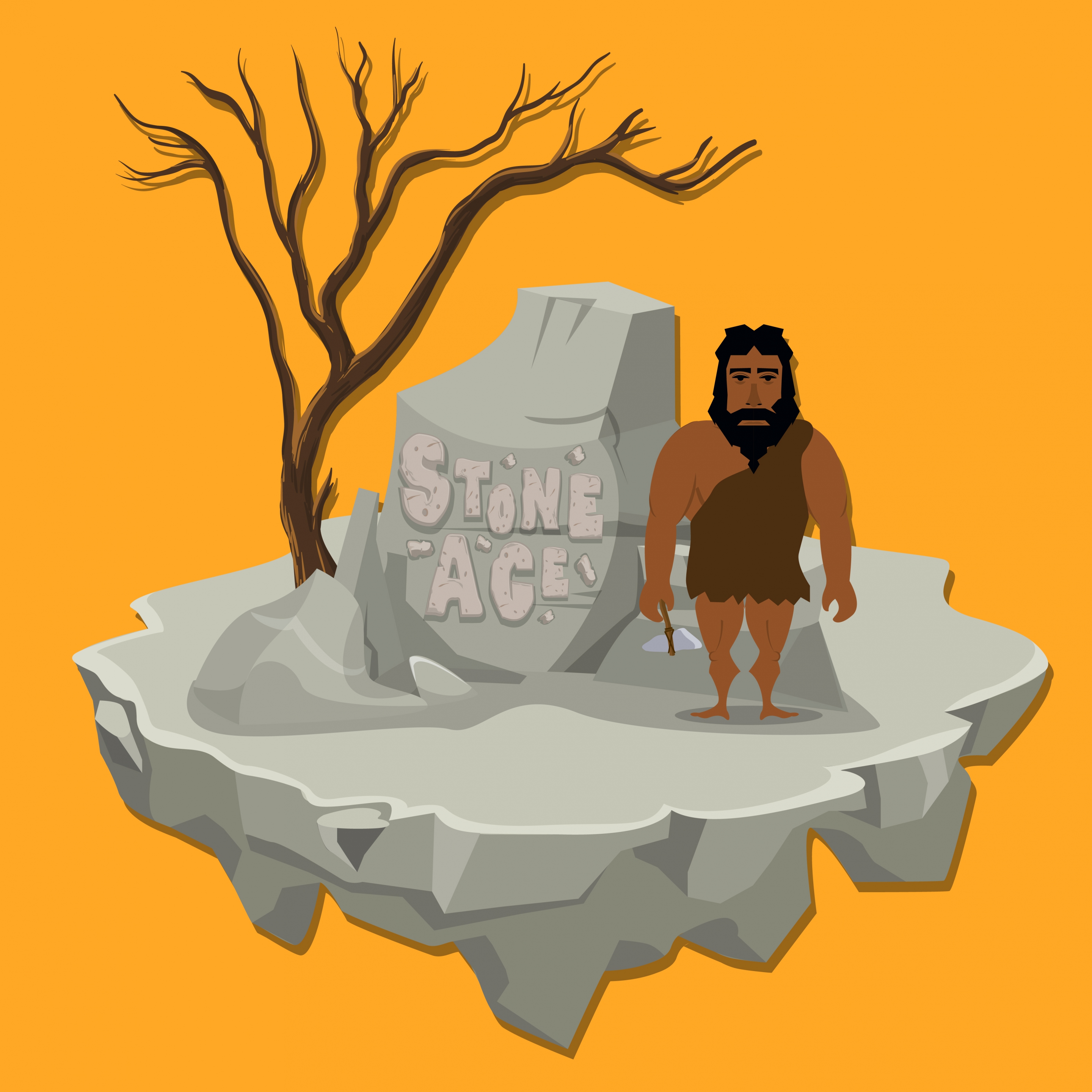 stone age background rock human icon cartoon design