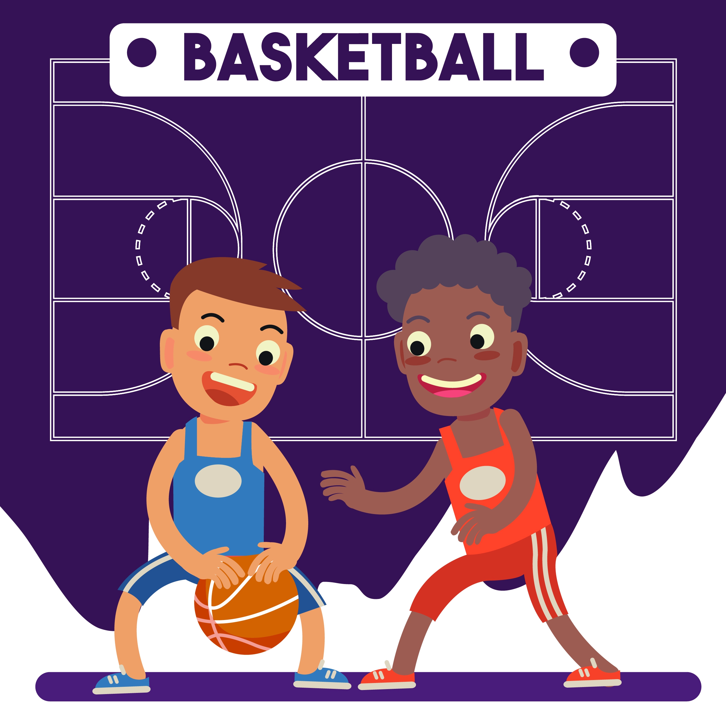 basketball background playful boys icons ground backdrop