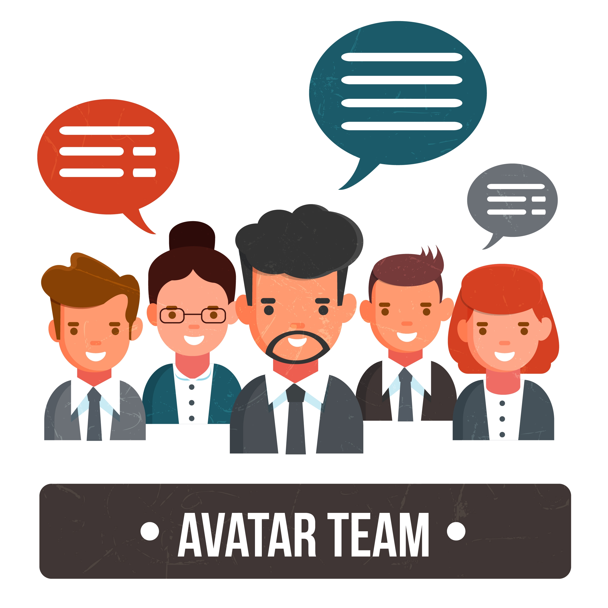 staff avatars icons speech baubles decor colored cartoon