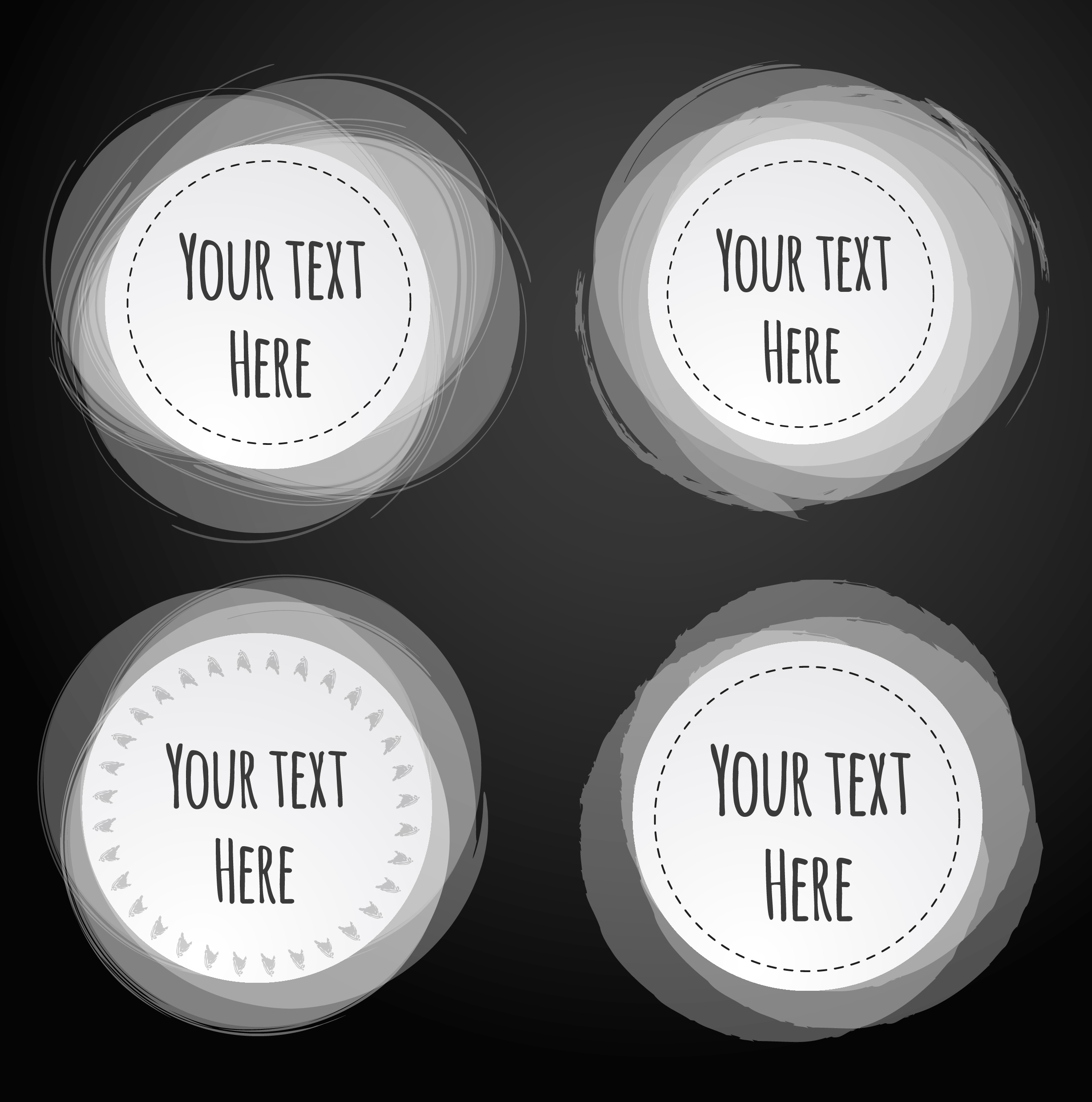 circle labels collection black white flat design