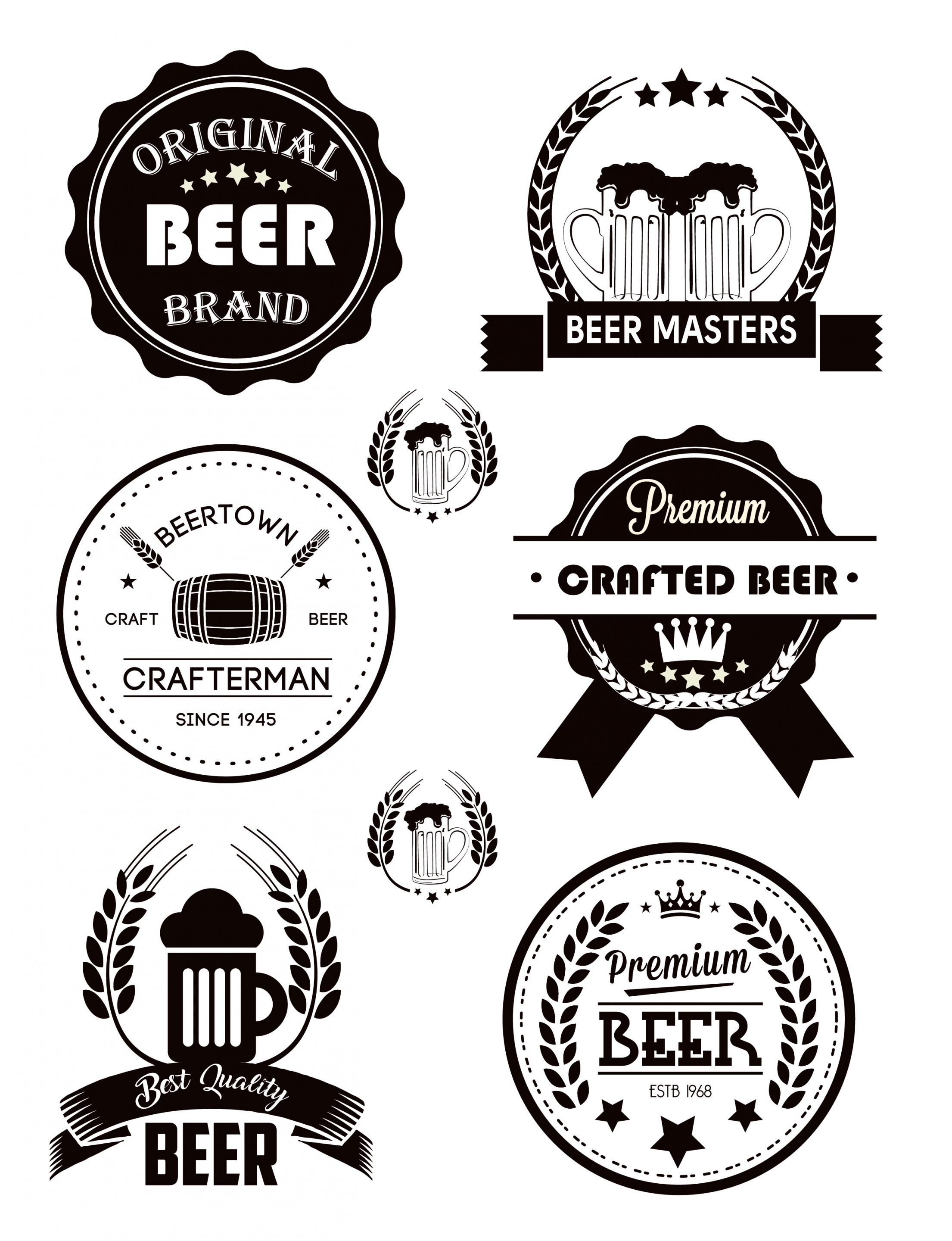 beer labels collection classical black white decor