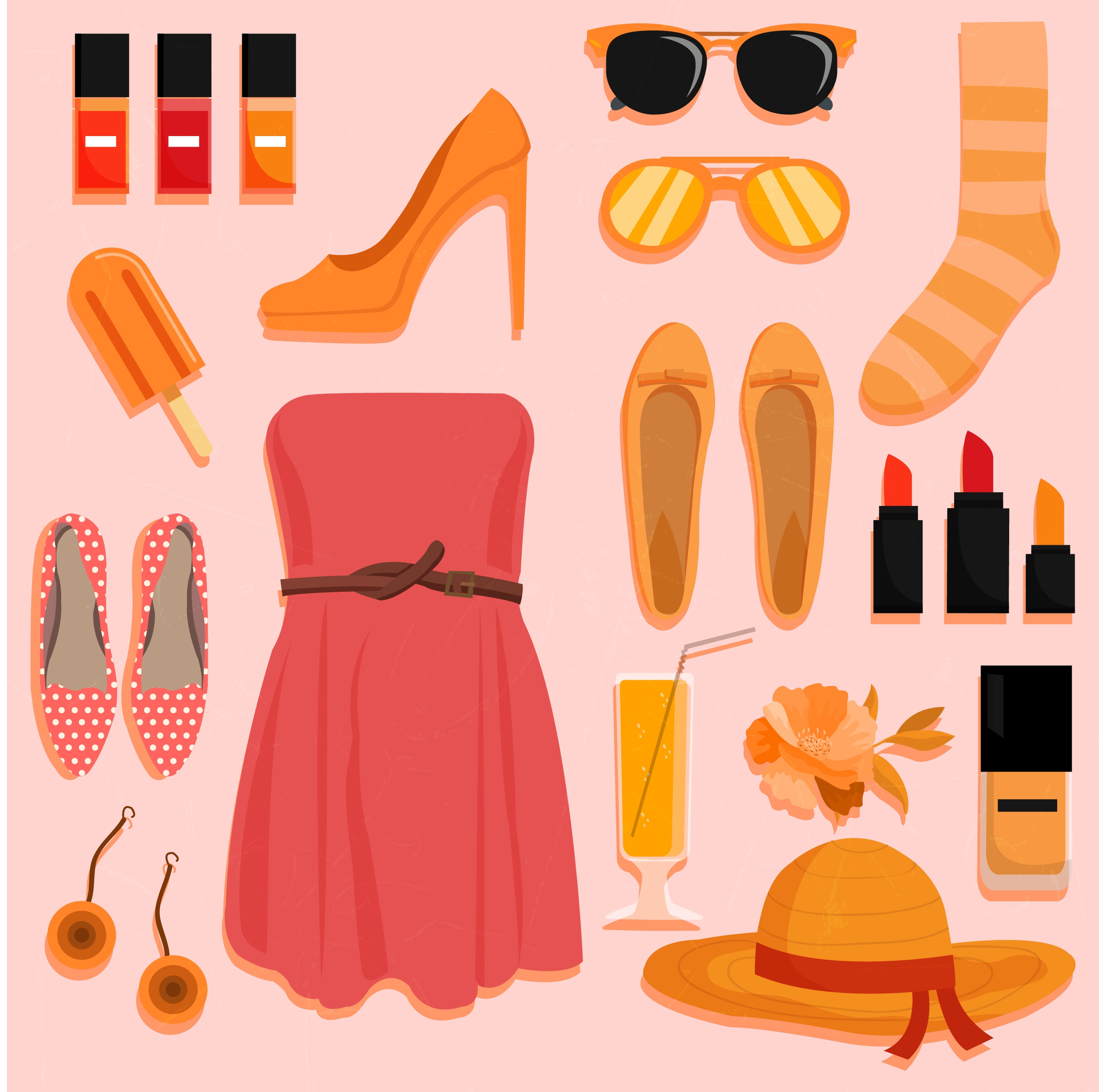 woman fashion design elements personal accessories icons