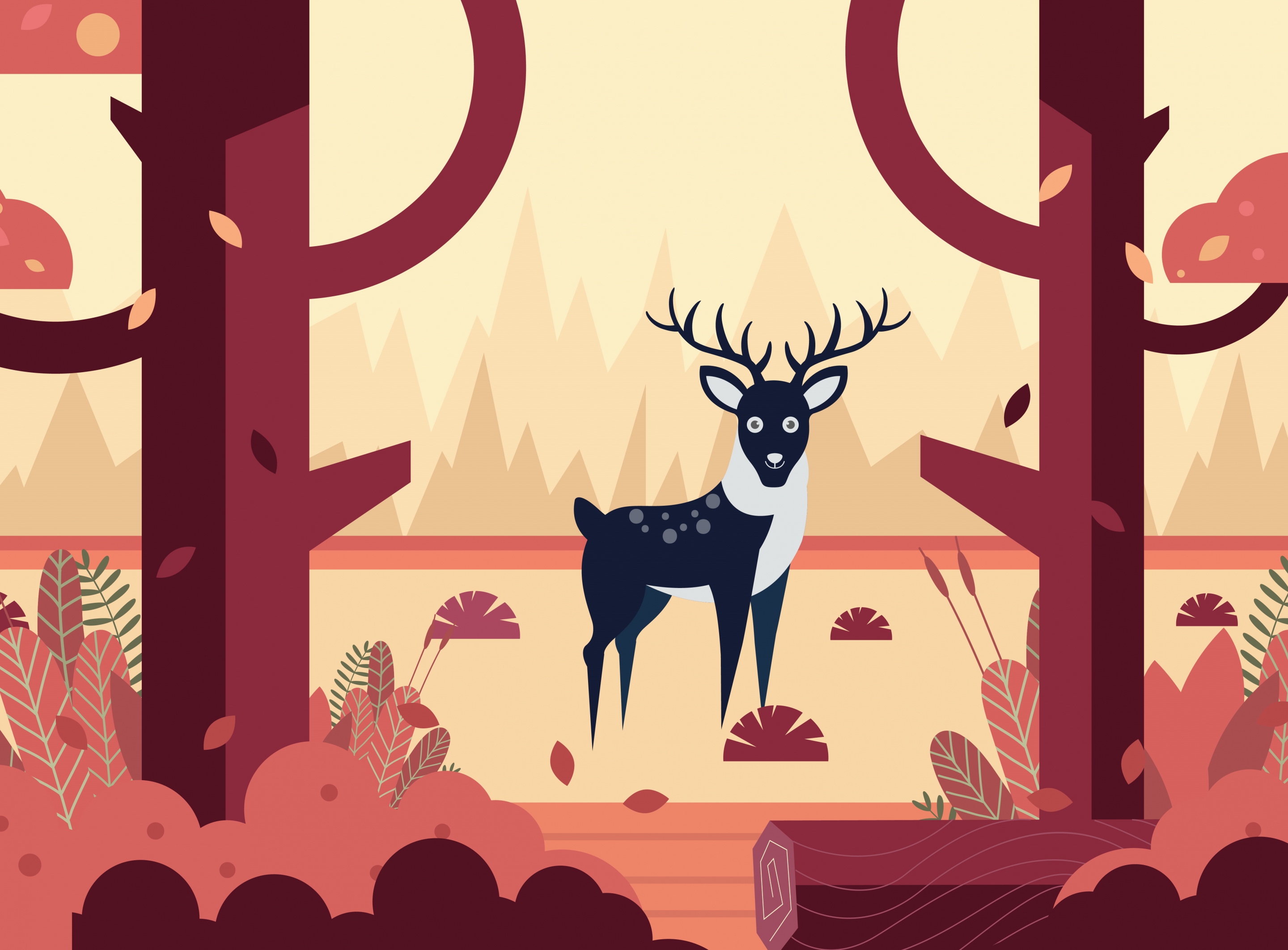 wildlife drawing reindeer jungle icon colored cartoon design