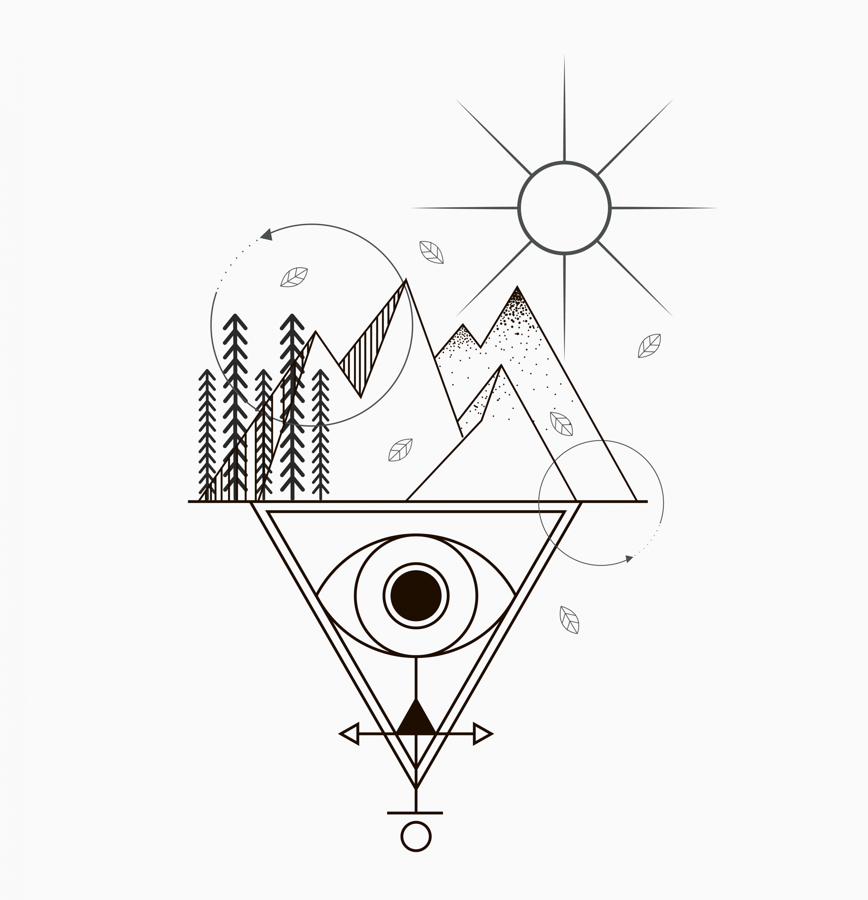 tattoo template sun mountain eye sketch tribal geometry